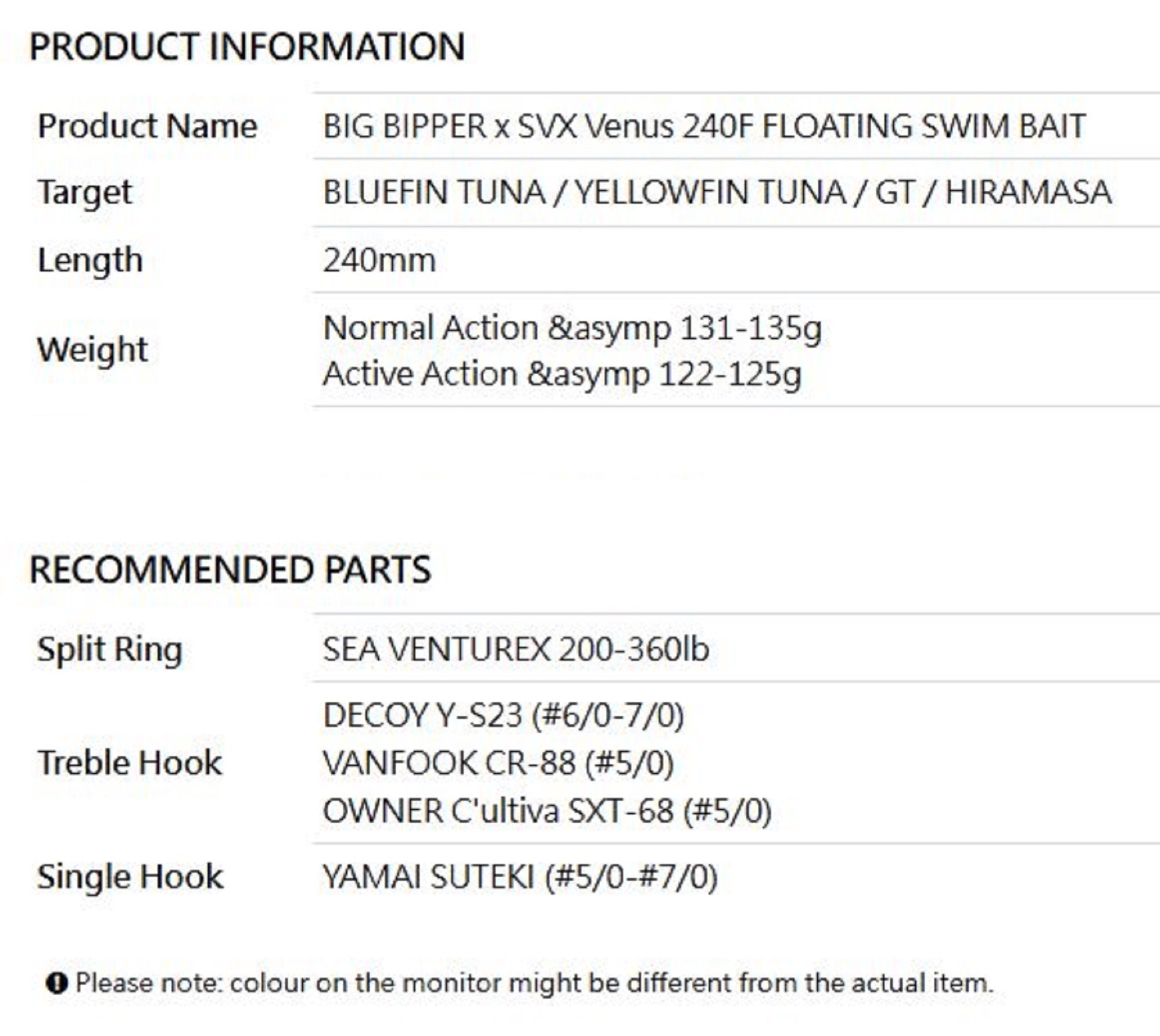 Sea VentureX Stickbait Venus 240F Normal Floating Lure 135g Special (0771)