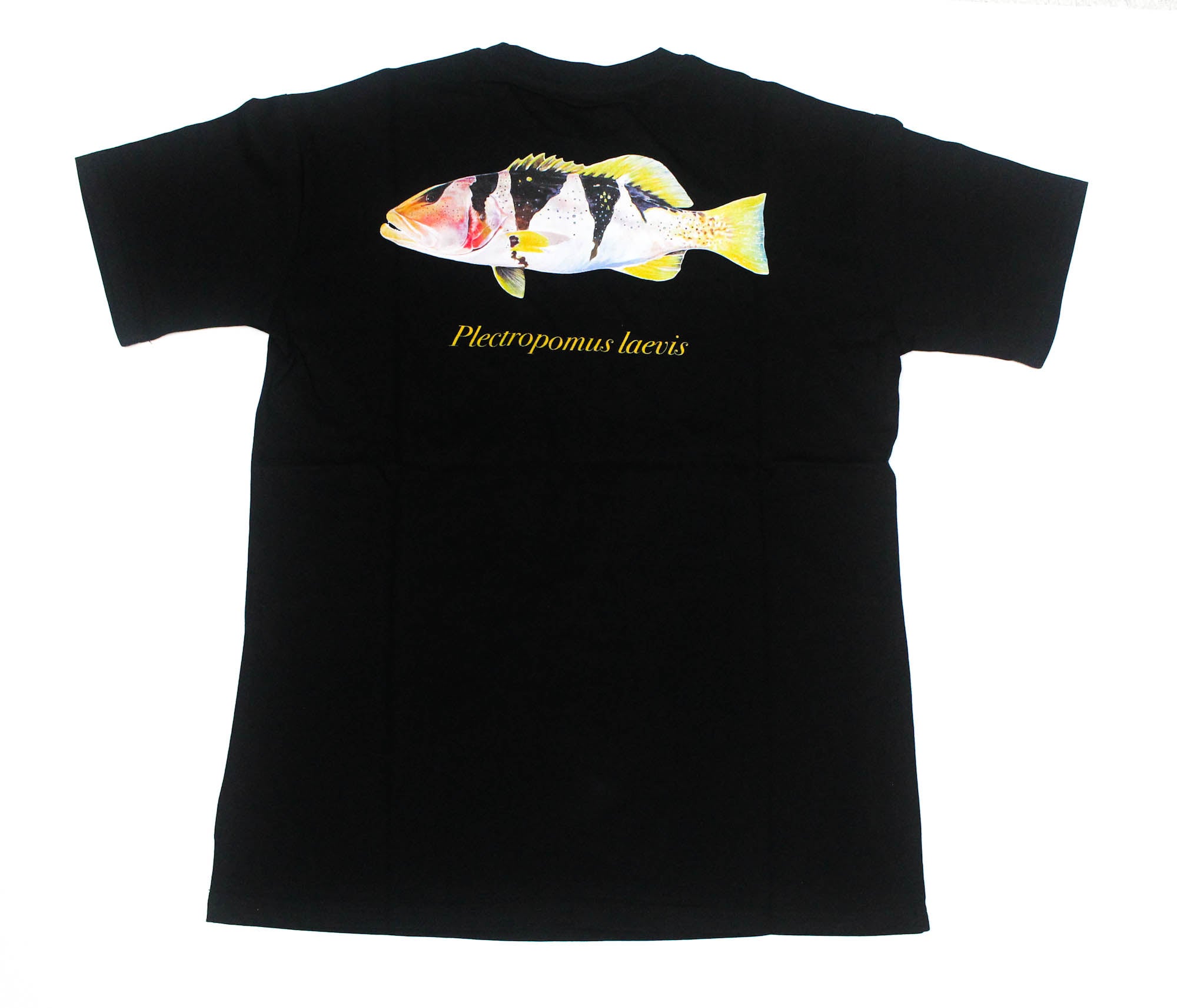 Reef Lagoon T-Shirt Footballer Coral Trout Size L Black (0914)