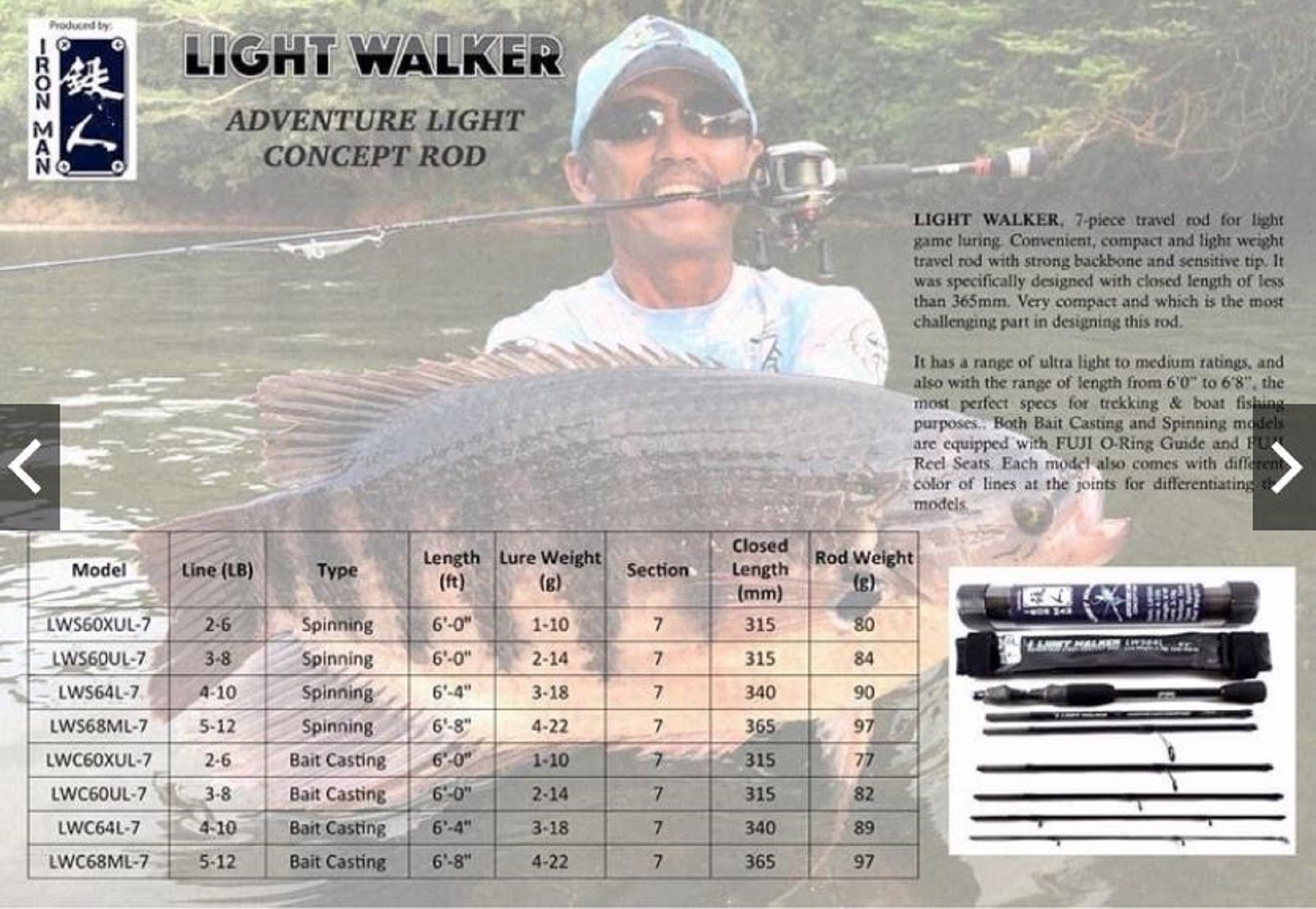 Iron Man Spinning Rod Light Walker LWS64L-7 (2022)