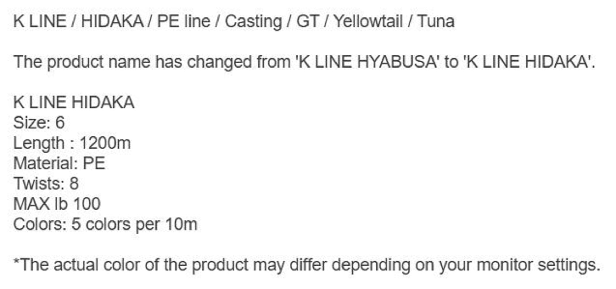 K Line P.E Line Hidaka 1200m P.E 6 100lb Multi (4001)