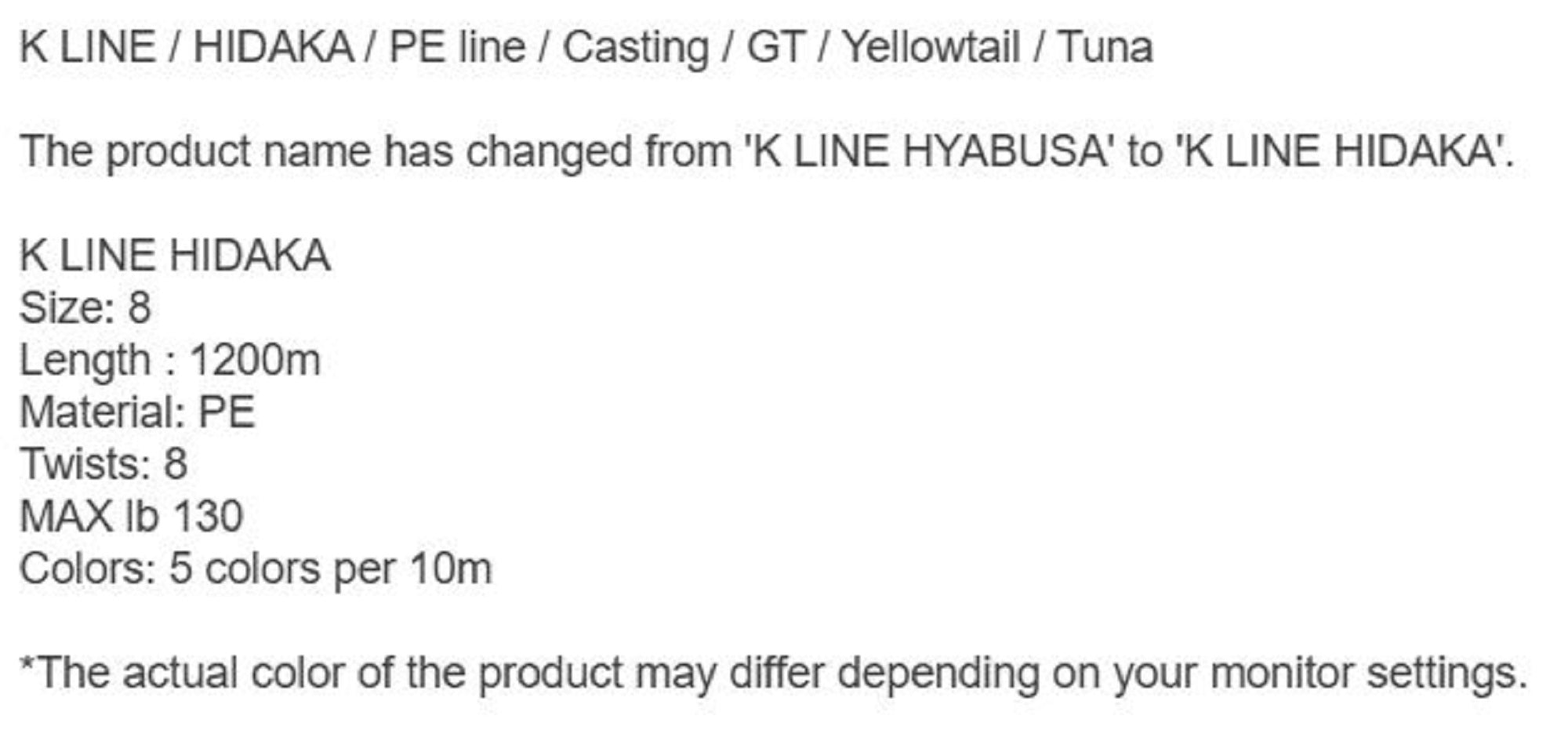 K Line P.E Line Hidaka 1200m P.E 8 130lb Multi (4002)