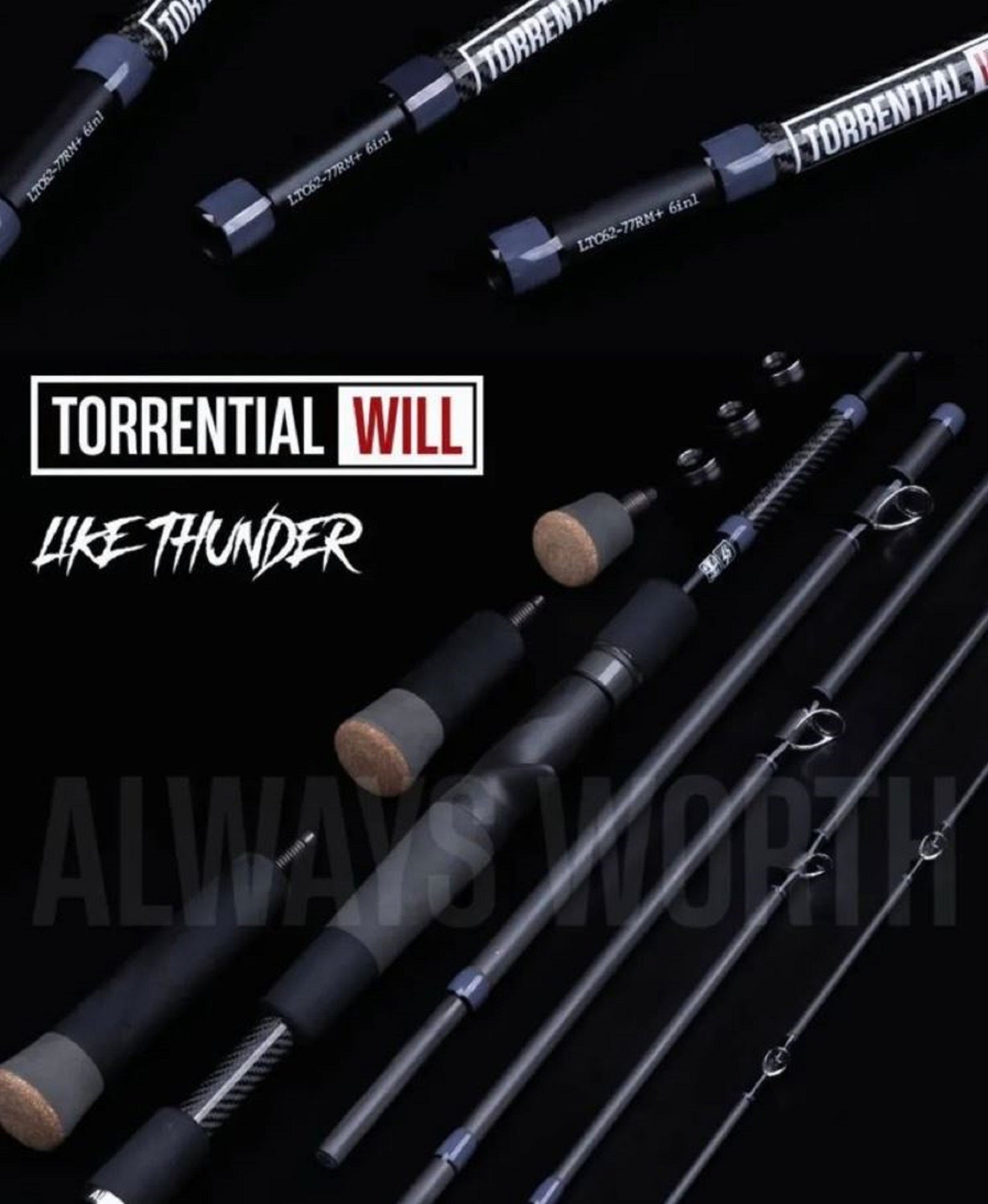 Torrential Will Rod Baitcast Like Thunder LTC62-77RM+ 6+1pc Travel (6004)