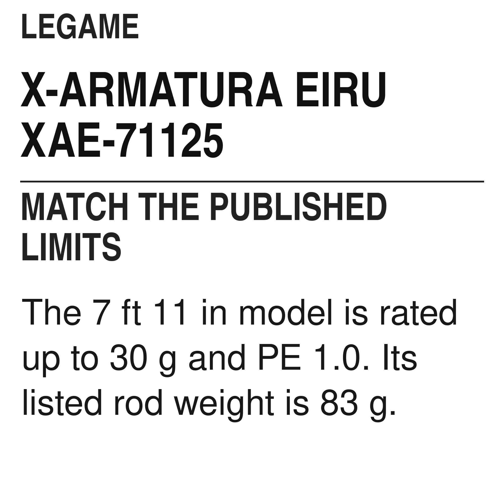 Le Game Rod Spinning X-Armatura XAE-71125 Light Game Eiru (6998)