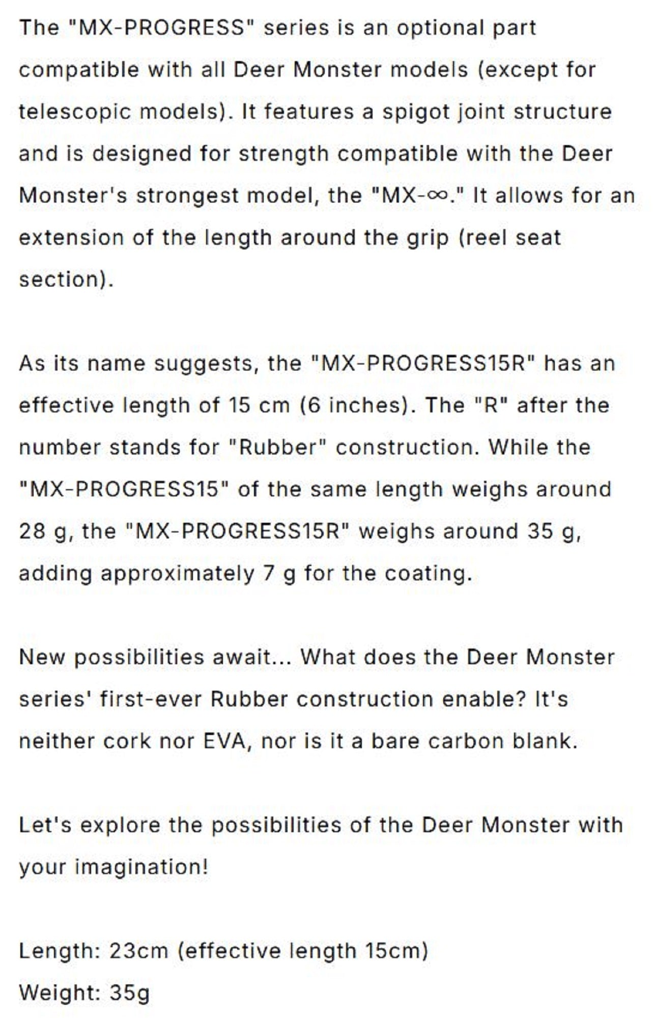 Monster Kiss Rod Part Extension MX-Progress 15R 23cm for MX-Infinity (8010)
