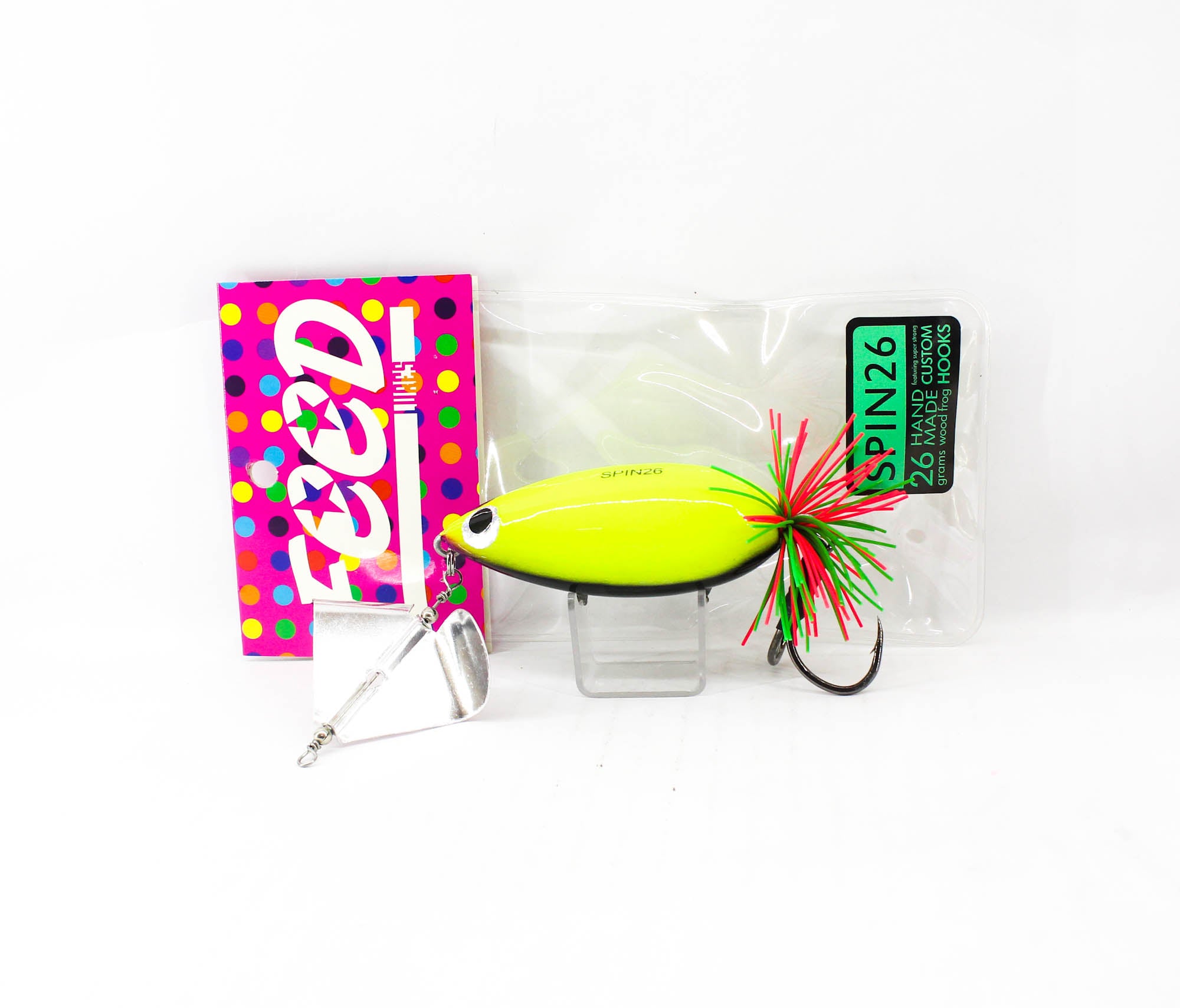 Feed Spin 26 Hand Made Wood Frog Floating Lure 26 grams 10 (1010)