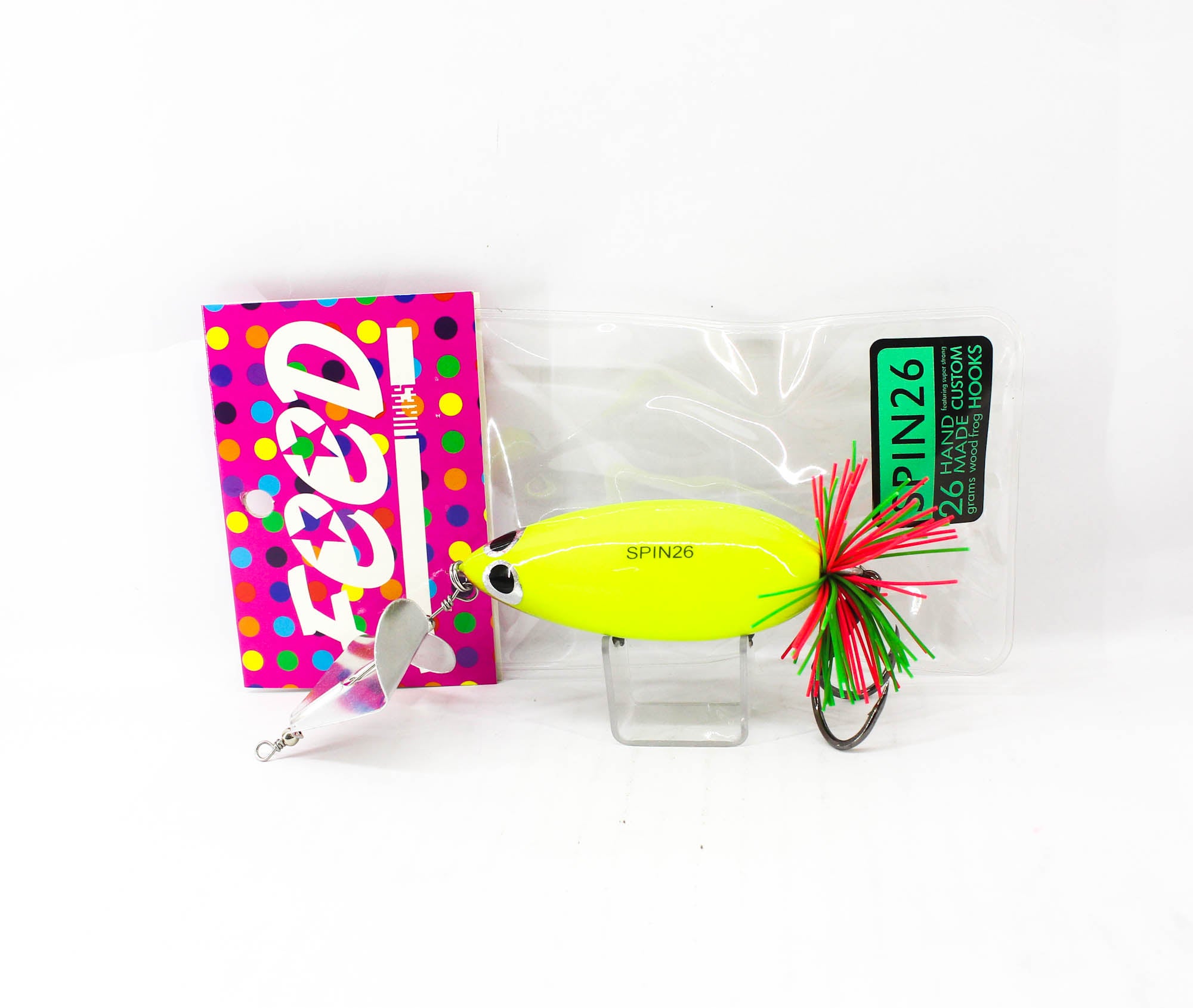 Feed Spin 26 Hand Made Wood Frog Floating Lure 26 grams 10 (1010)