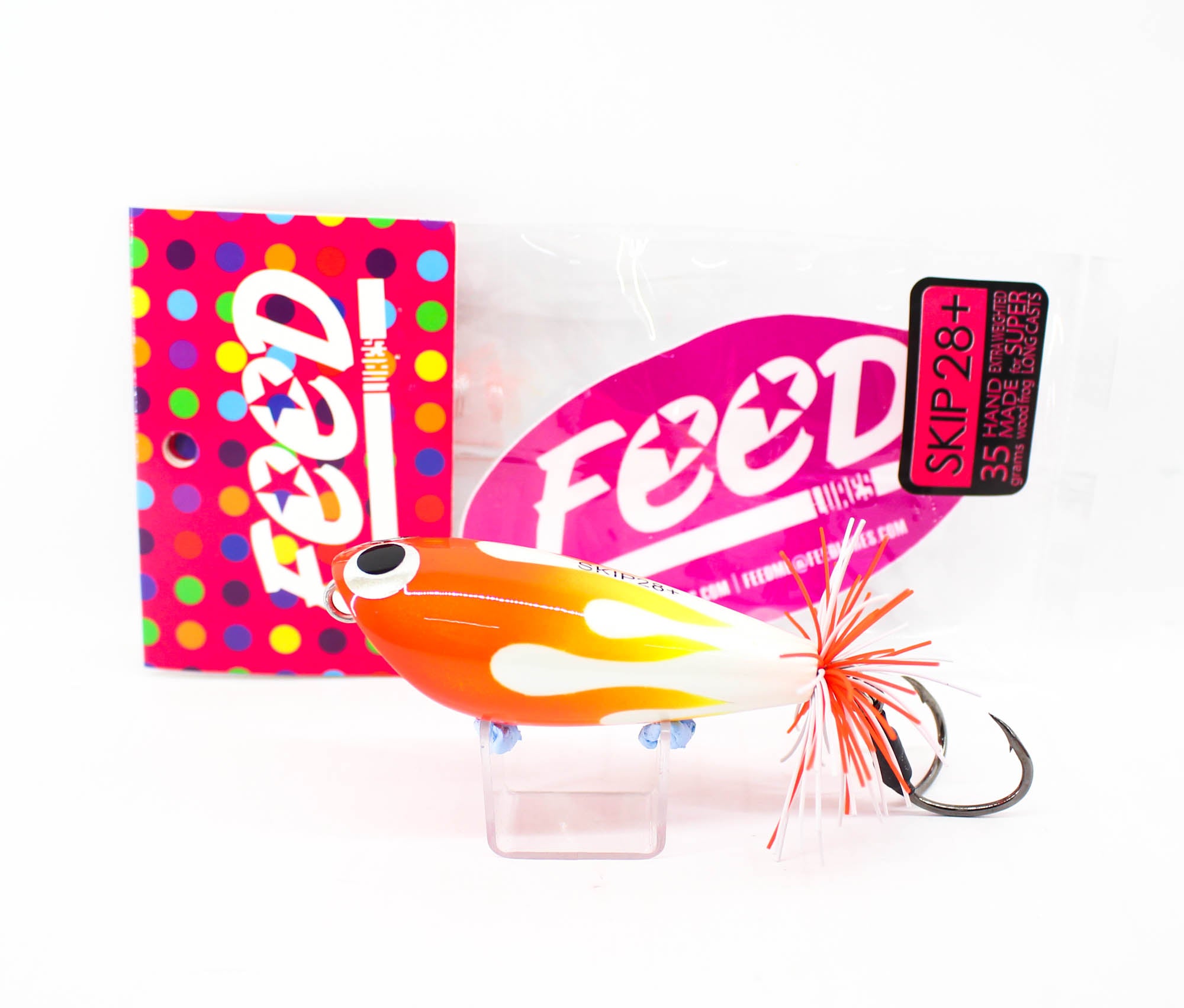 Feed Skip 28+ Hand Made Wood Frog Floating Lure 35 grams +7 (3107)