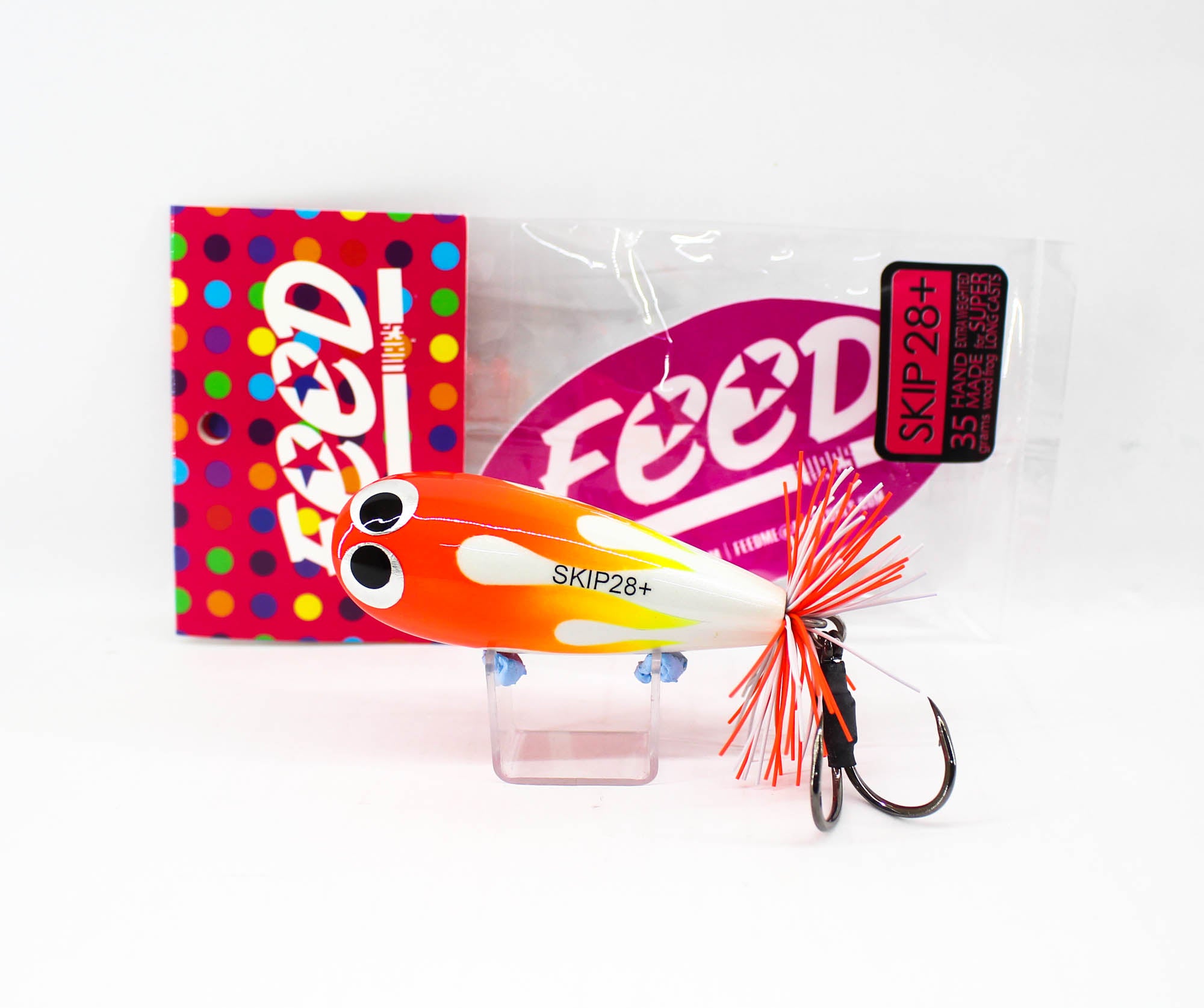 Feed Skip 28+ Hand Made Wood Frog Floating Lure 35 grams +7 (3107)