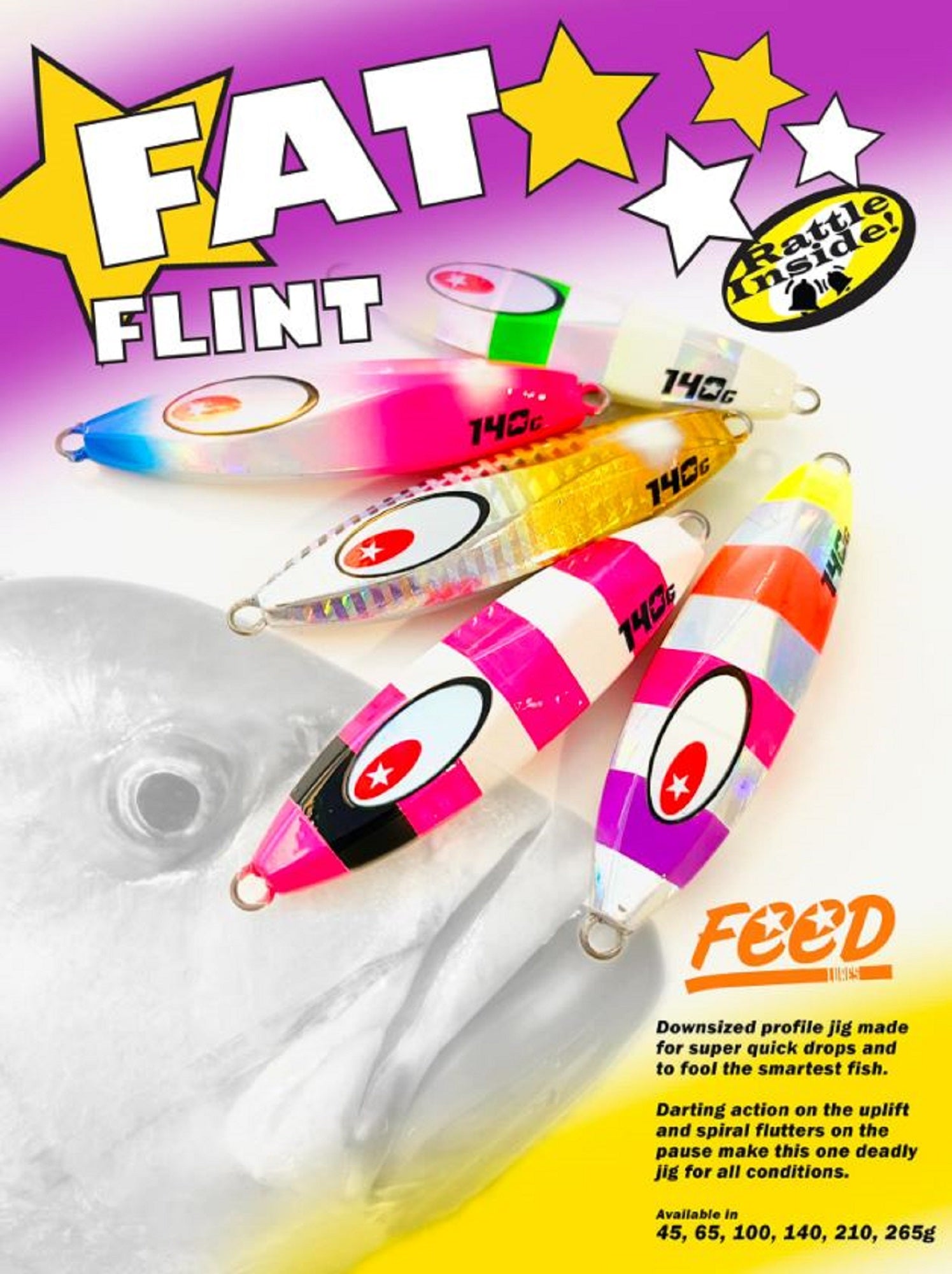Feed Metal Jig Fat Flint Rattle 45 grams 188 (1188)