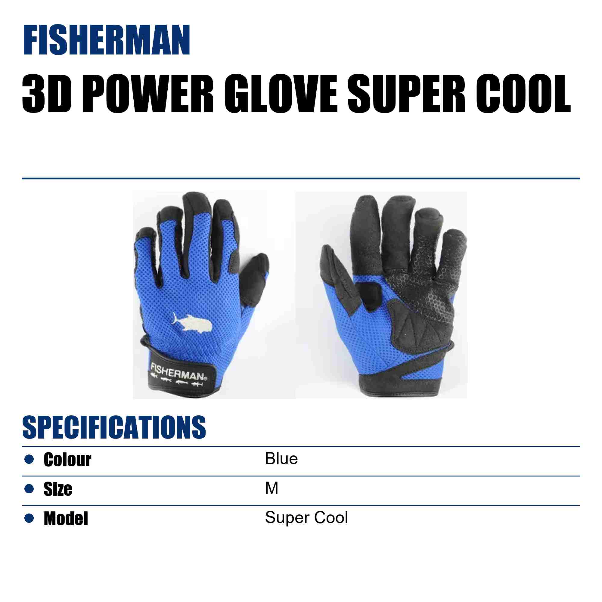 Fisherman Gloves 3D Super Cool Blue Size M (0342)