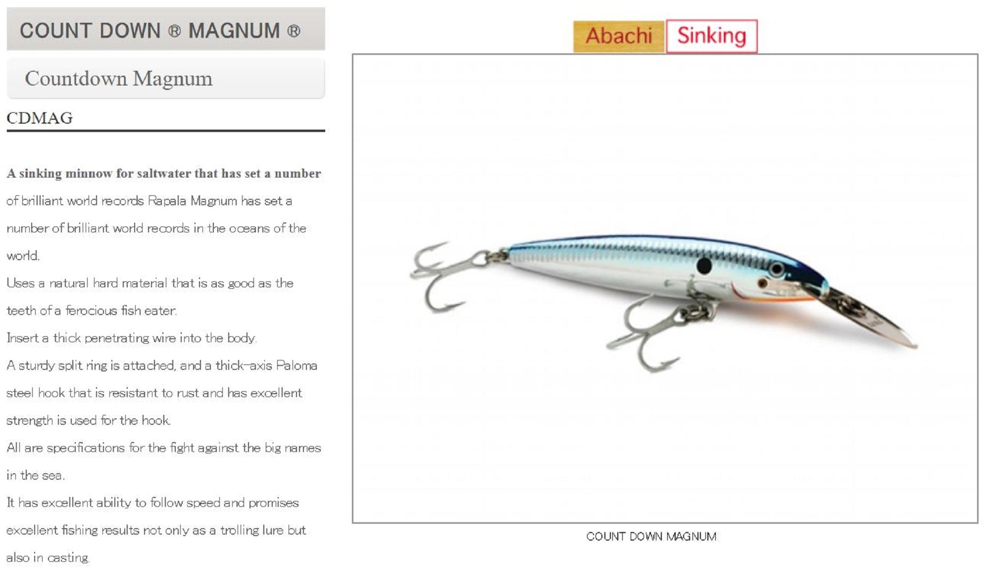 Rapala CD Magnum Sinking Lure CDMAG11/RH (0762)
