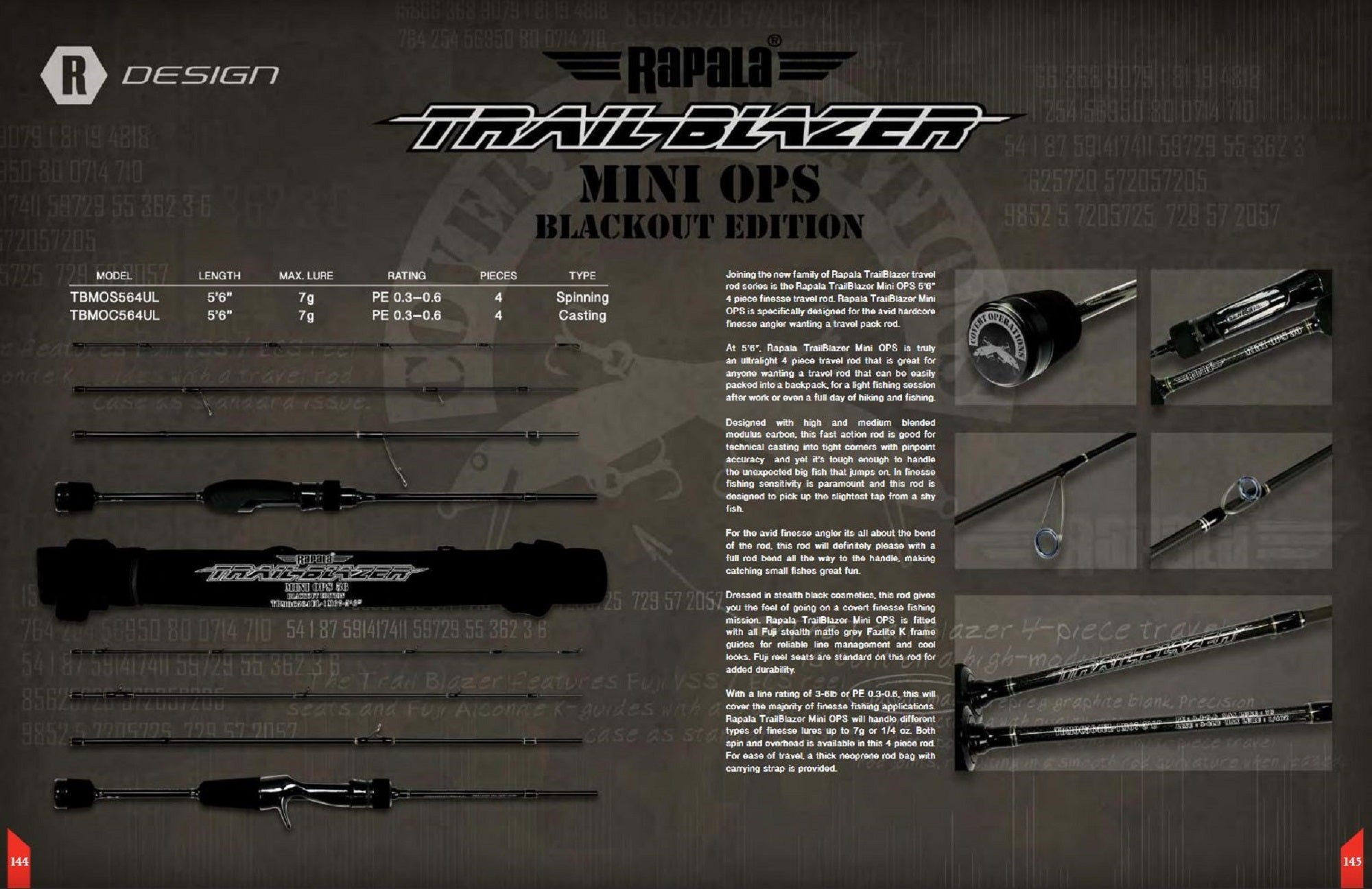 Rapala Rod Baitcast Trail Brazer Mini Ops 56 Travel Rod TBMOC564UL (3893)