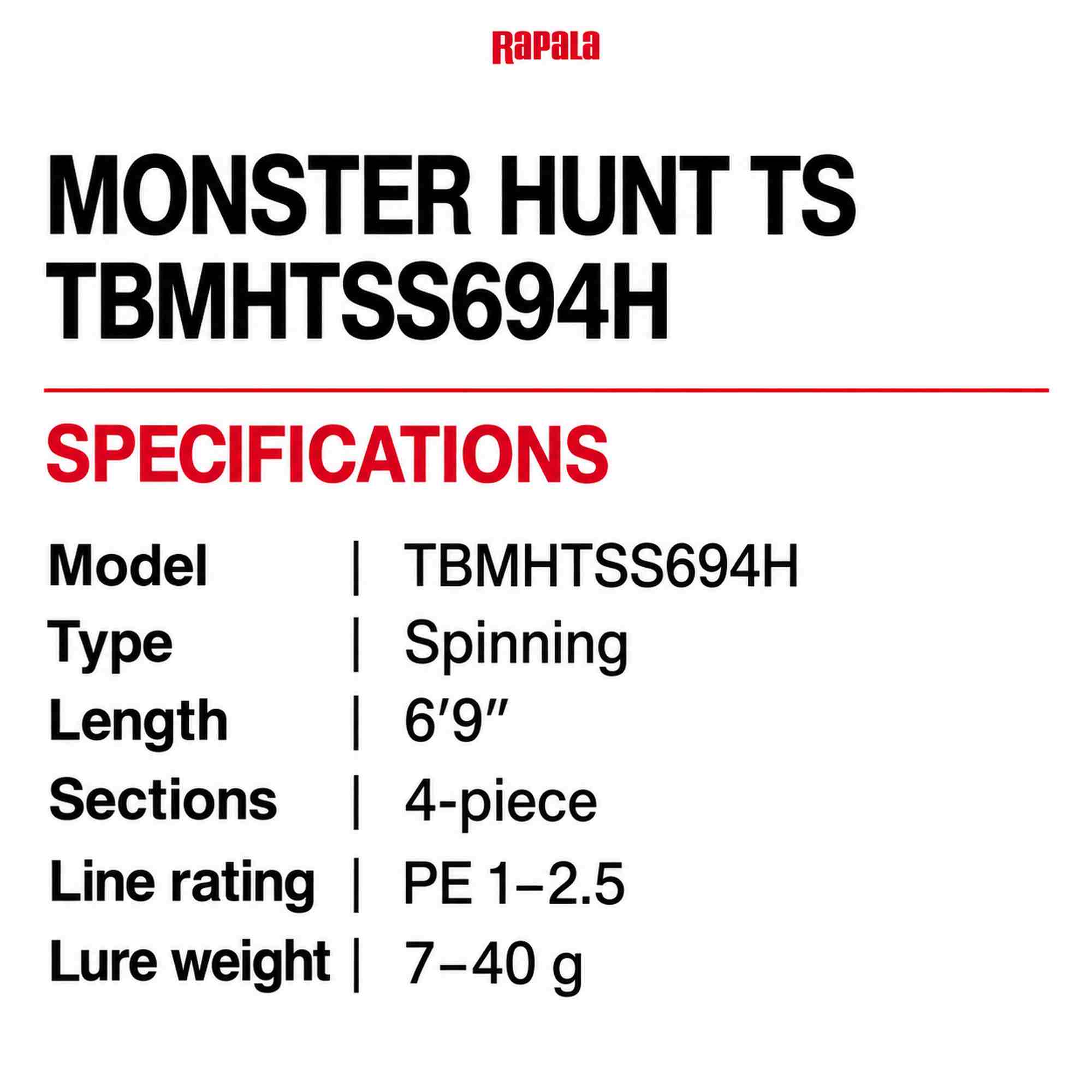 Rapala Rod Spinning Trail Blazer Monster Hunt TS TBMHTSS694H (0846)