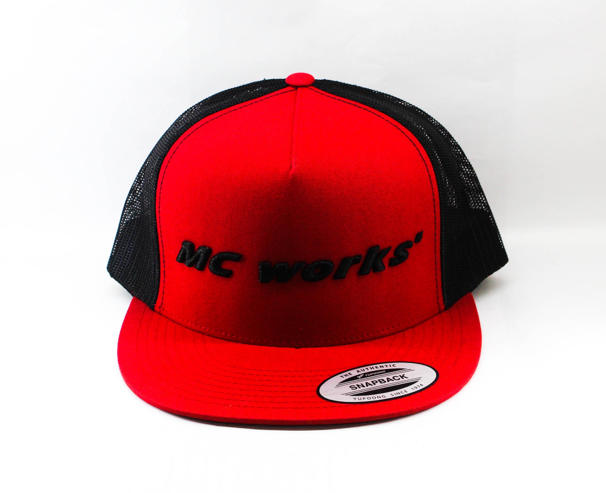 MC Works Cap Half Mesh Flat Visor Red (1077)
