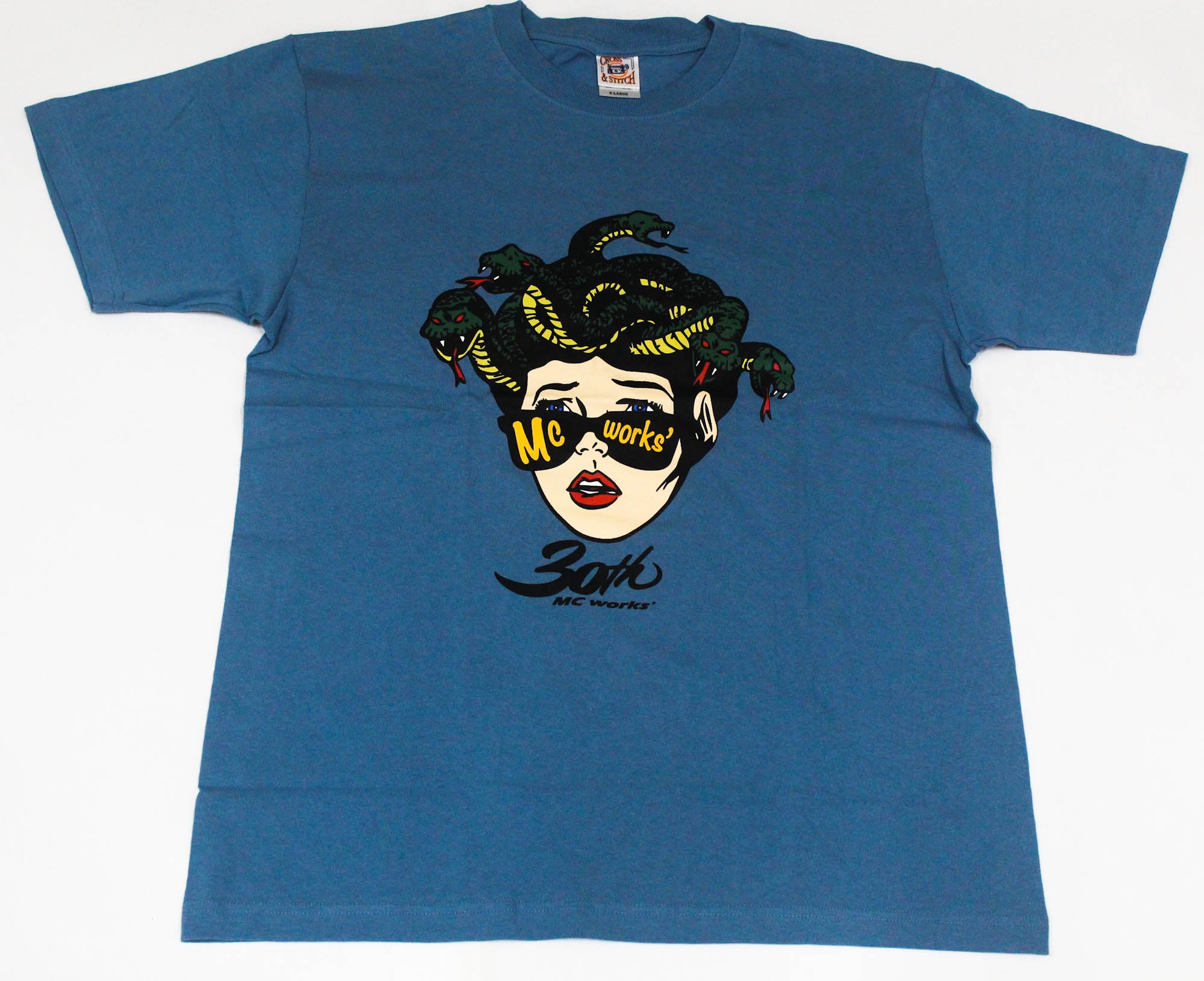 MC Works T Shirt Short Sleeve Snake Head Blue Size XL (1150)