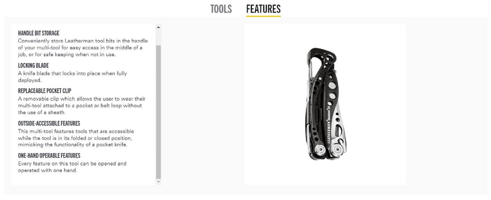 Leatherman YL833131 Skeletool CX Multi Tool 7 Functions Onyx (7490)