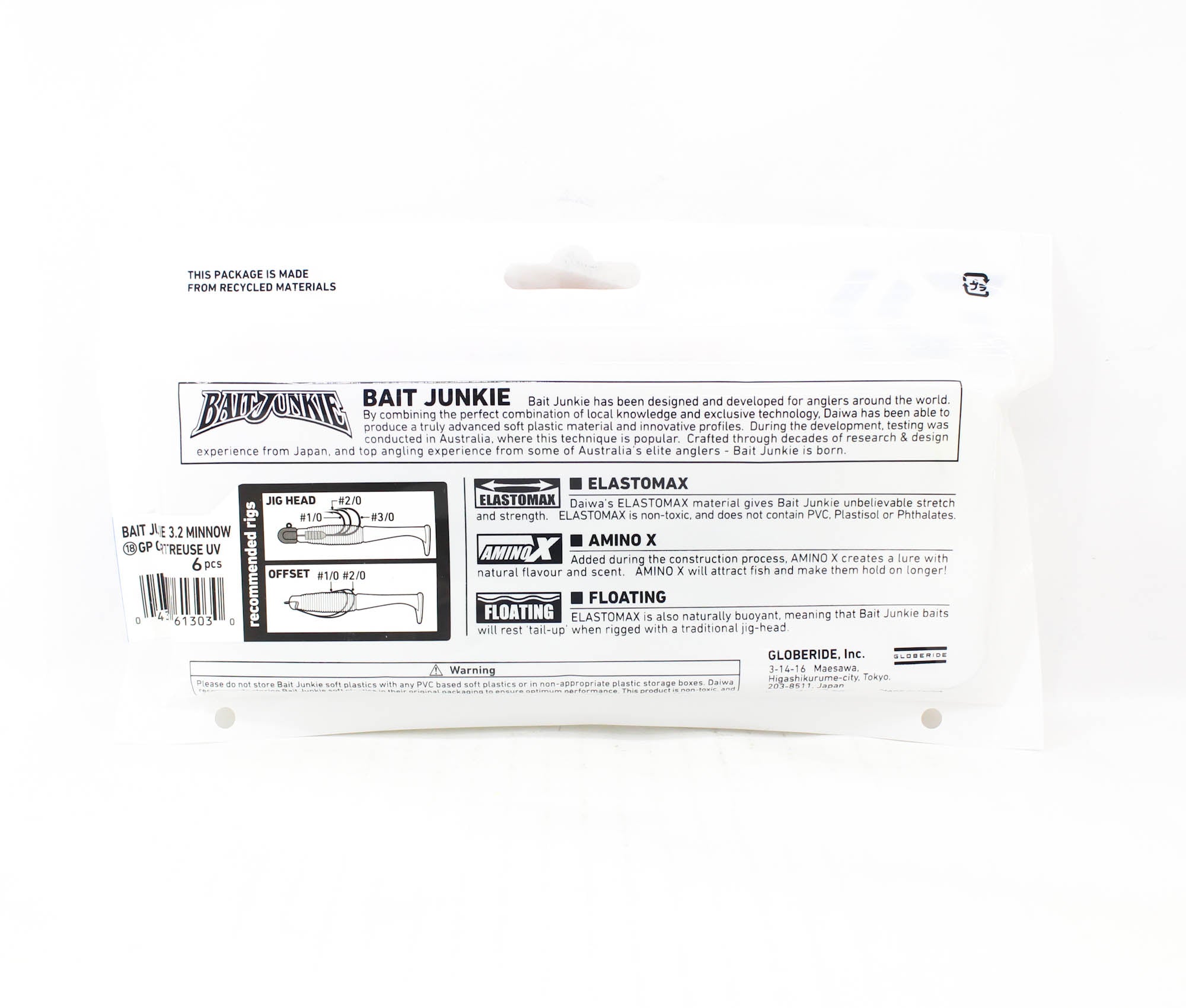 Sale Daiwa Soft Lure Bait Junkie Minnow 3.2 Inch GP Chart UV (3030)