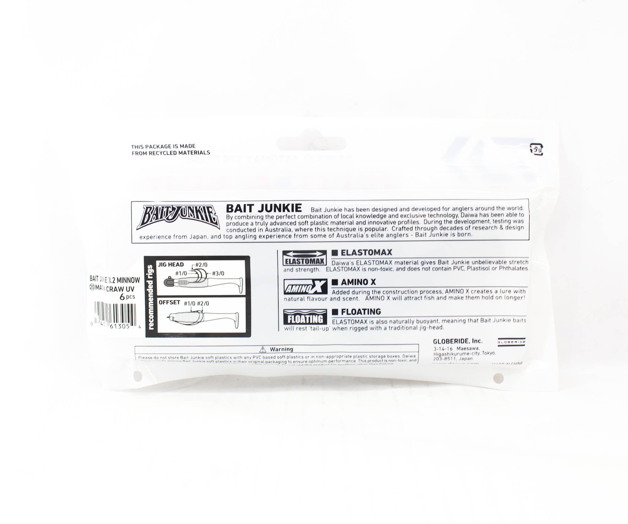 Sale Daiwa Soft Lure Bait Junkie Minnow 3.2 Inch Macha Craw UV (3054)
