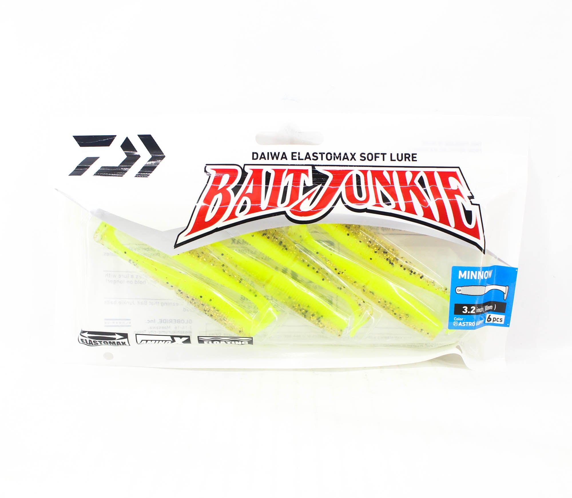 Sale Daiwa Soft Lure Bait Junkie Minnow 3.2 Inch Astro Guppy (3061)