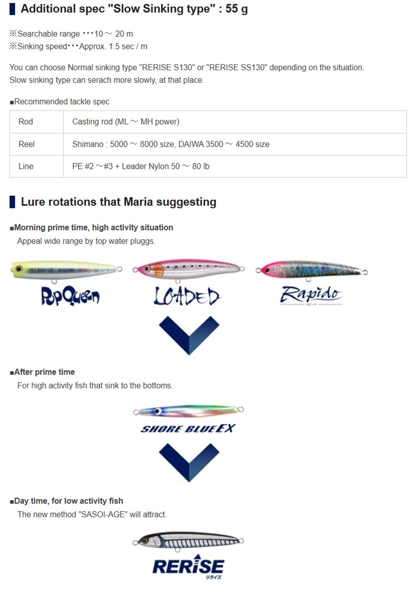 Maria Rerise SS130 55 grams Sinking Lure 900 (4894)