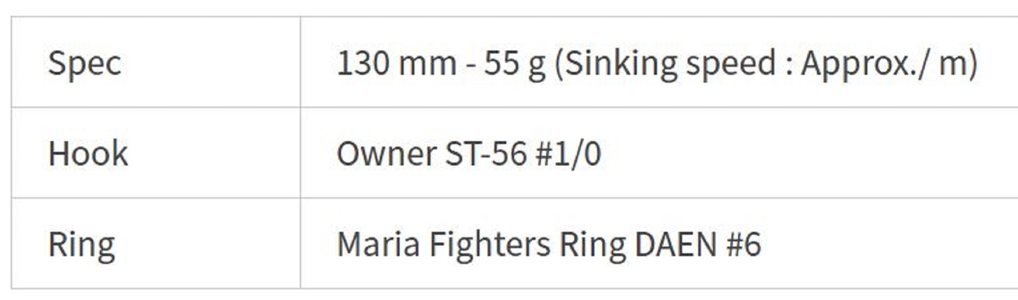 Maria Rerise SS130 55 grams Sinking Lure 003 (5850)