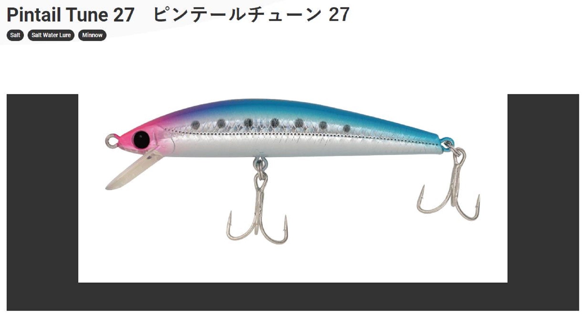 Jackson Pin Tail Tune 27 grams 90 mm Sinking Lure FNK (1871)