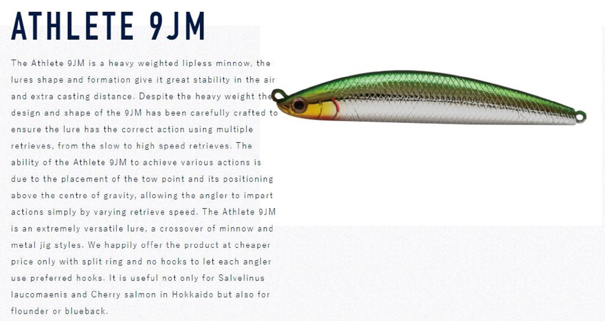 Jackson Athlete 9 JM Sinking Jig Minnow Lure BSK (7186)