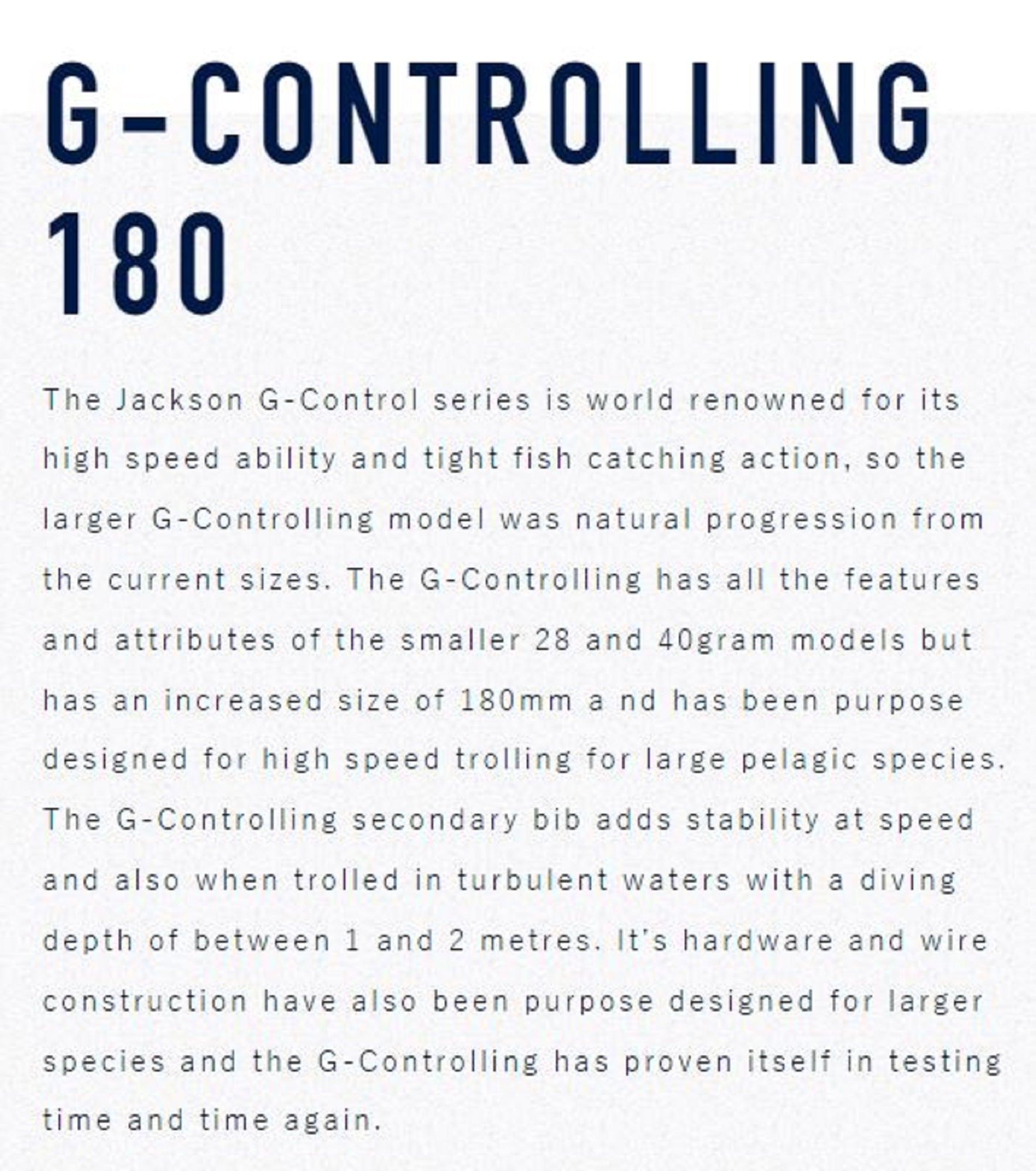 Jackson G Controlling 180 Floating Lure 75 grams NKI (4269)