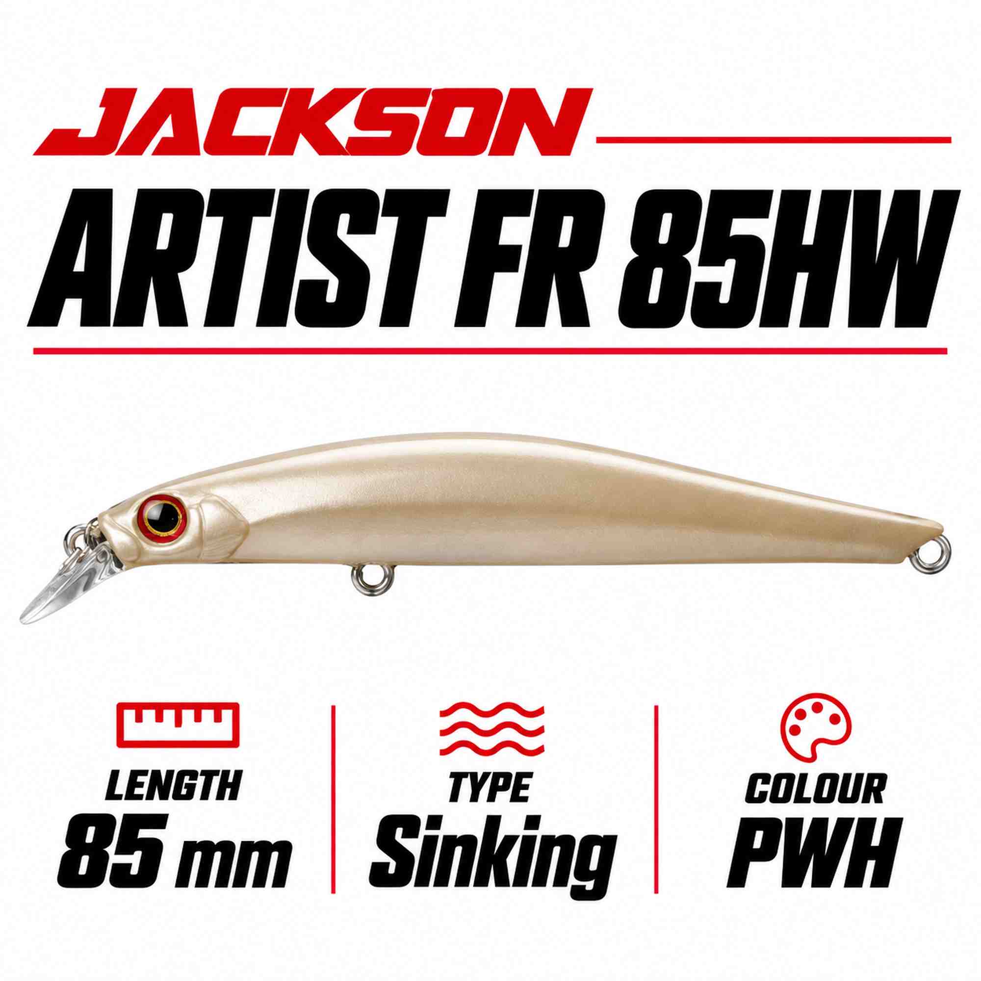 Jackson Artist FR 85HW Sinking Minnow Lure PWH (7673)
