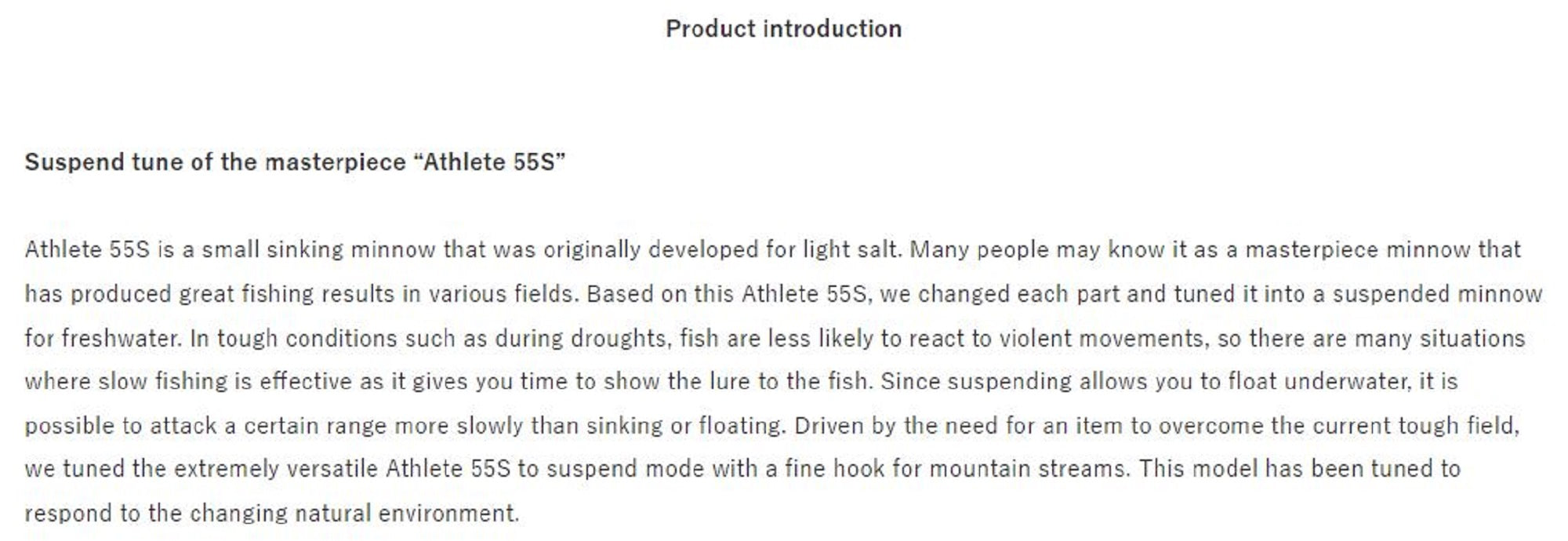 Jackson Athlete 55S FH Fine Hook Suspend Lure NA2 (9942)