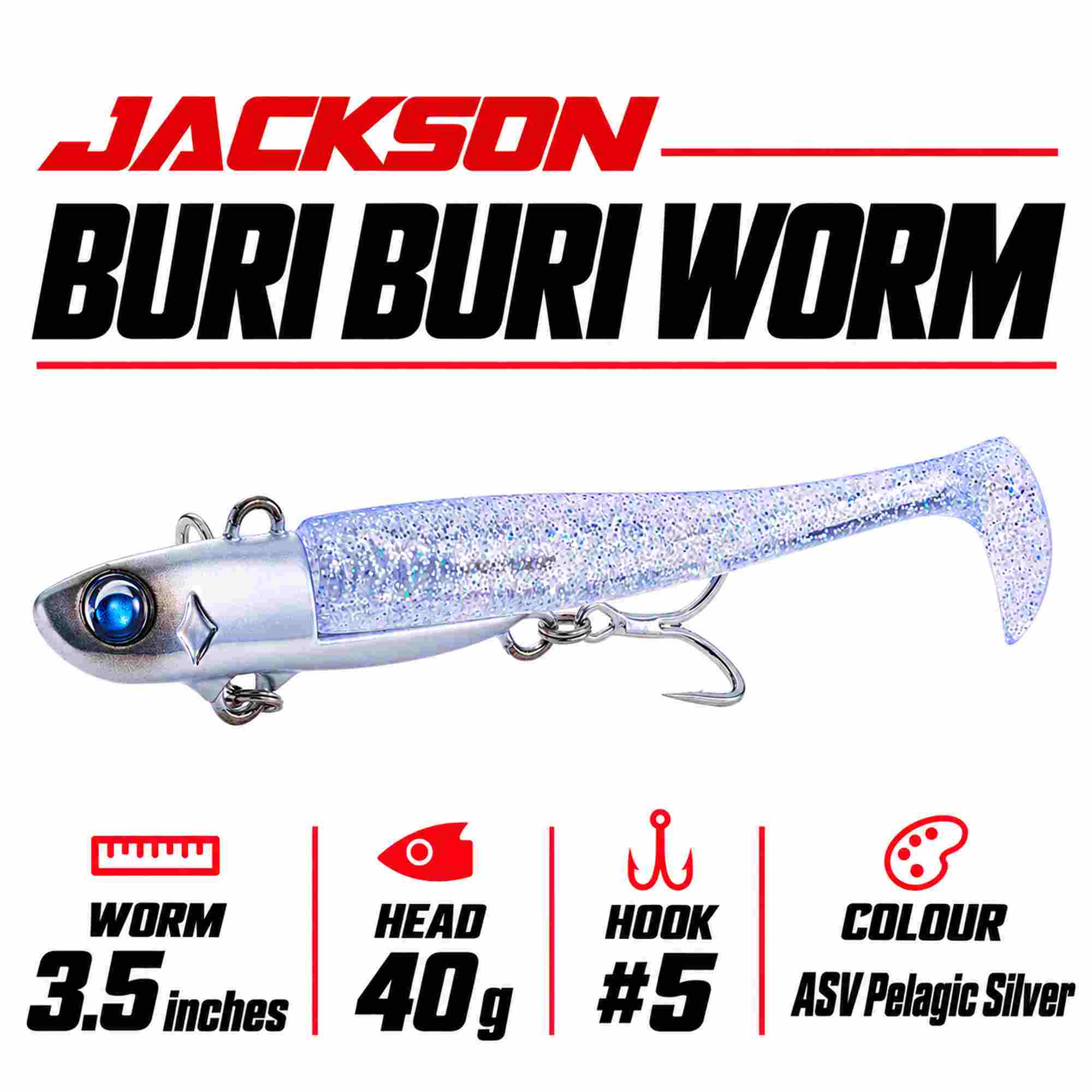 Jackson Buri Buri Worm 40 grams Sinking Lure ASV (0862)