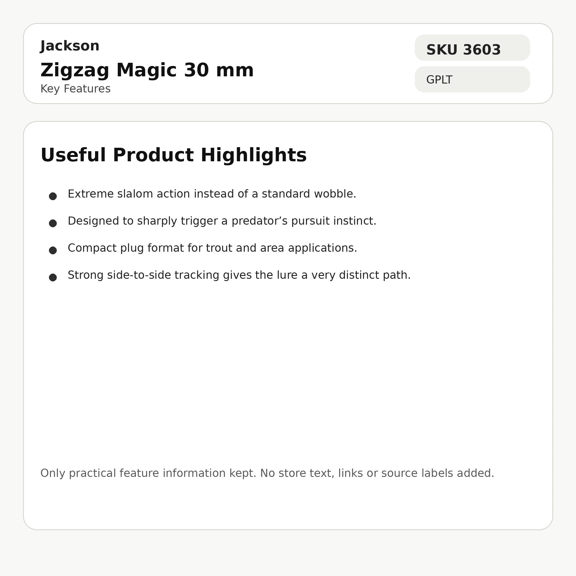 Jackson Zigzag Magic 30mm 1.5 grams Floating Lure GPLT (3603)