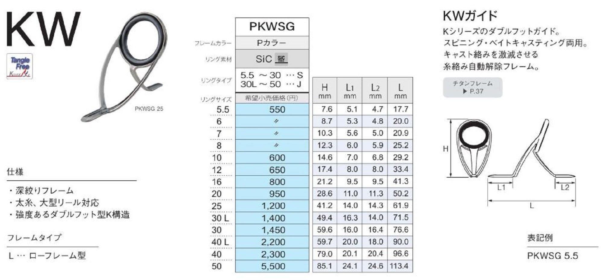 Fuji PKWSG Size 40 Rod Guide Stainless Frame SIC x 1 (5766)