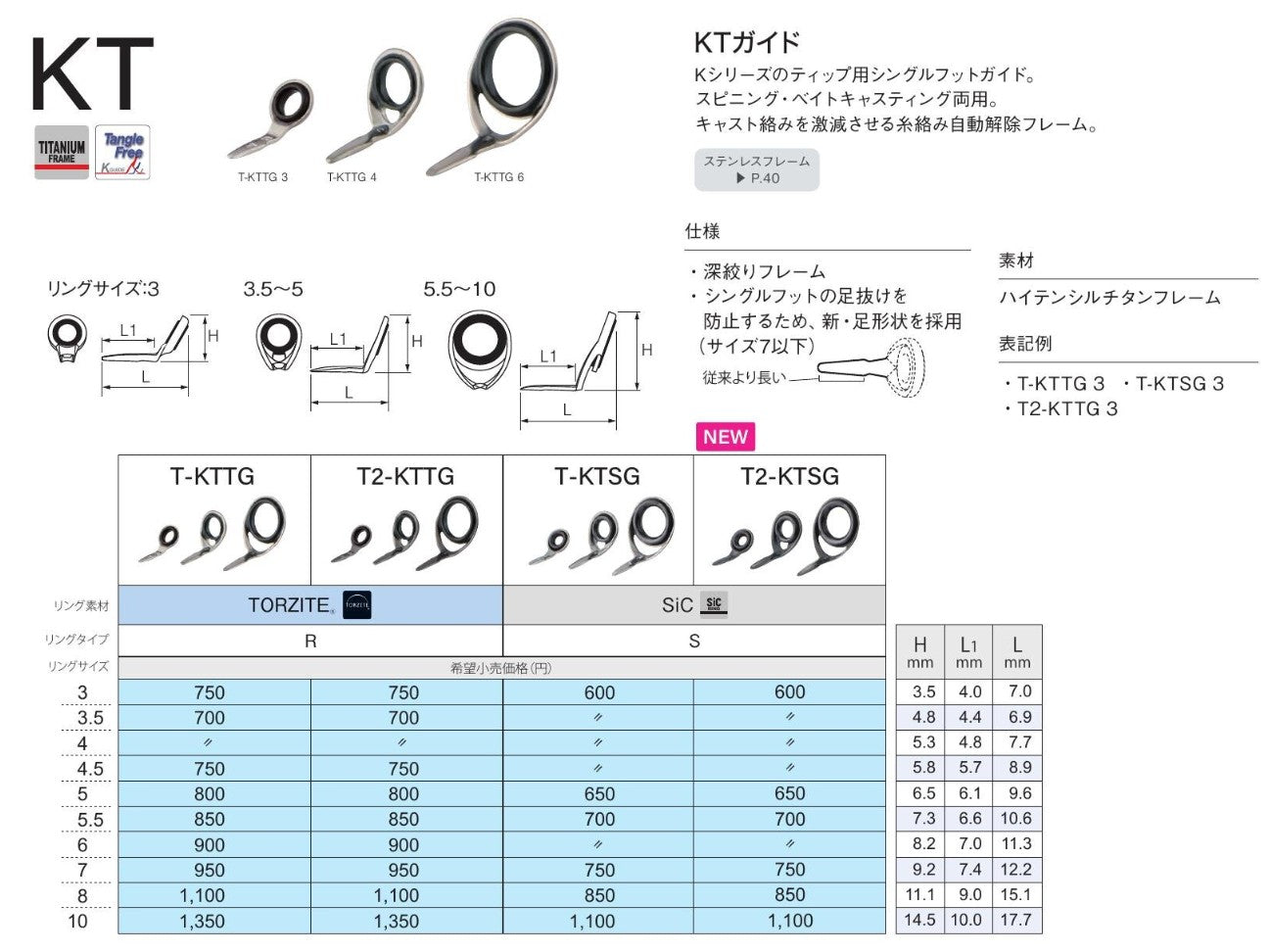 Fuji T-KTSG Size 3 Rod Guide Titanium Frame SIC x 1 (9477)