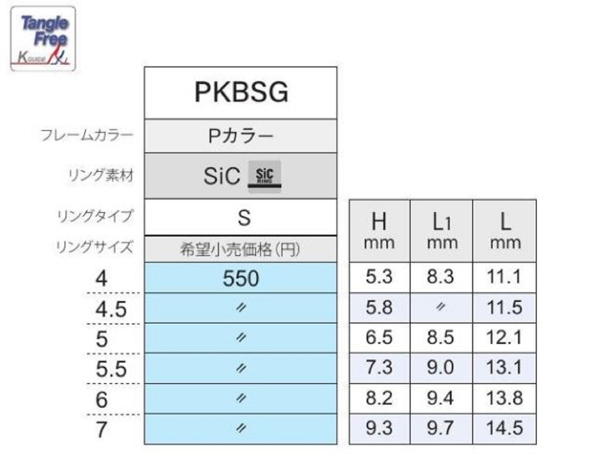 Fuji PKBSG Size 5.5 Rod Guide Stainless Frame SIC x 1 (1004)