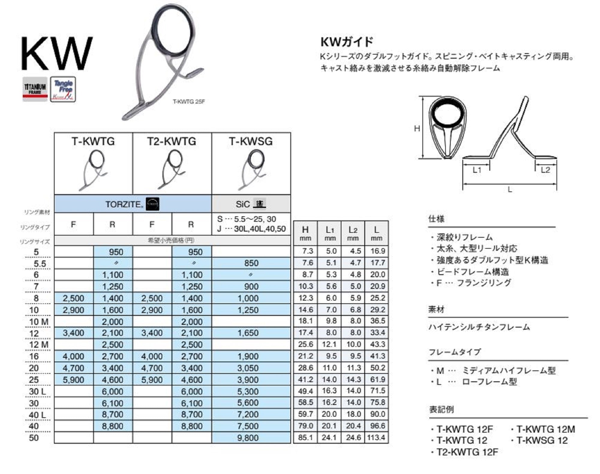 Fuji T-KWTG Size 40L Rod Guide Torzite Titanium K Frame x 1 (3541)