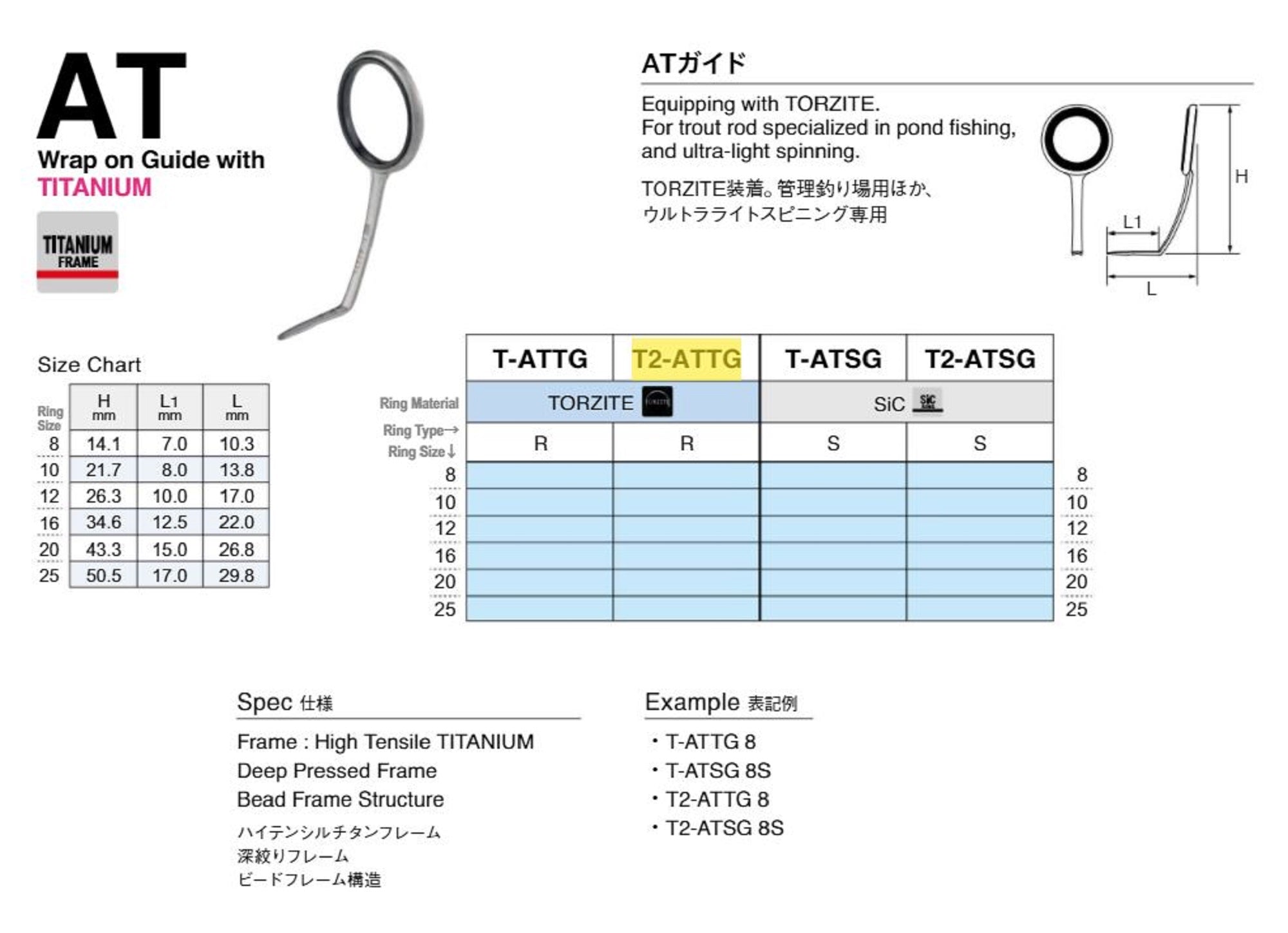 Fuji T2-ATTG Size 12 Rod Guide Torzite Titanium Frame x 1 (9147)