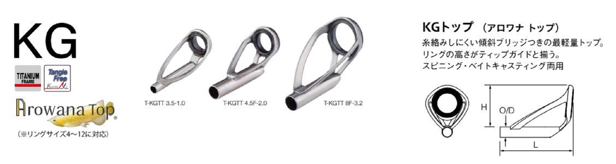 Fuji T2-KGTT Size 4.5F-1.8 Rod Top Guide Torzite Ti Frame x 1 (9543)