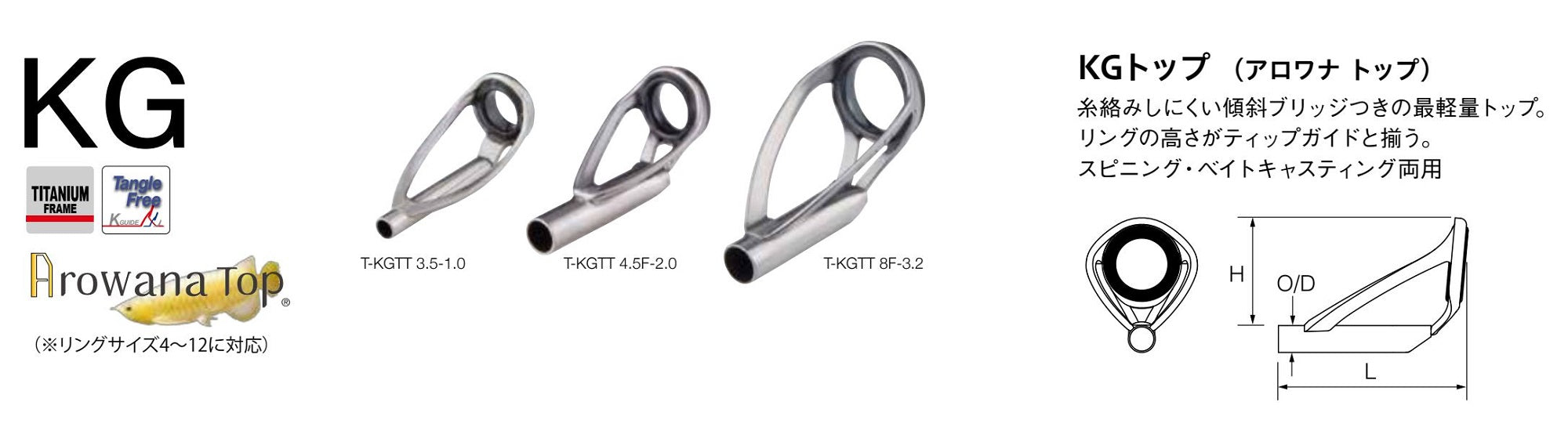 Fuji T2-KGTT Size 5F-2.2 Rod Top Guide Torzite Ti Frame x 1 (9802)