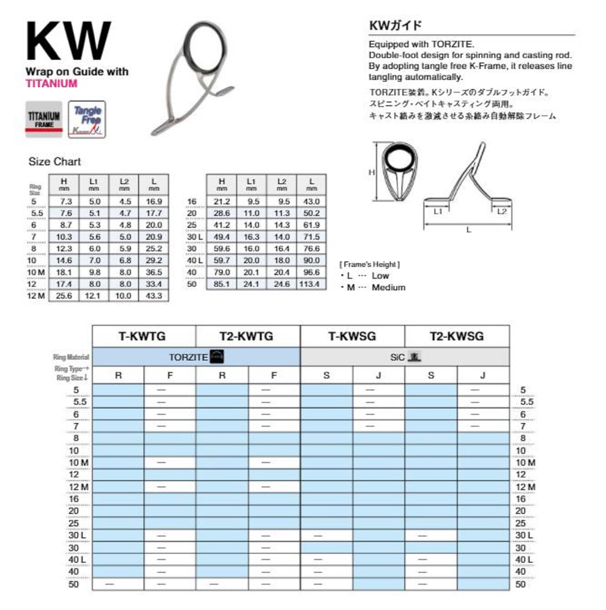 Fuji T2-KWTG Size 16F Rod Guide Torzite Titanium K Frame x 1 (0433)