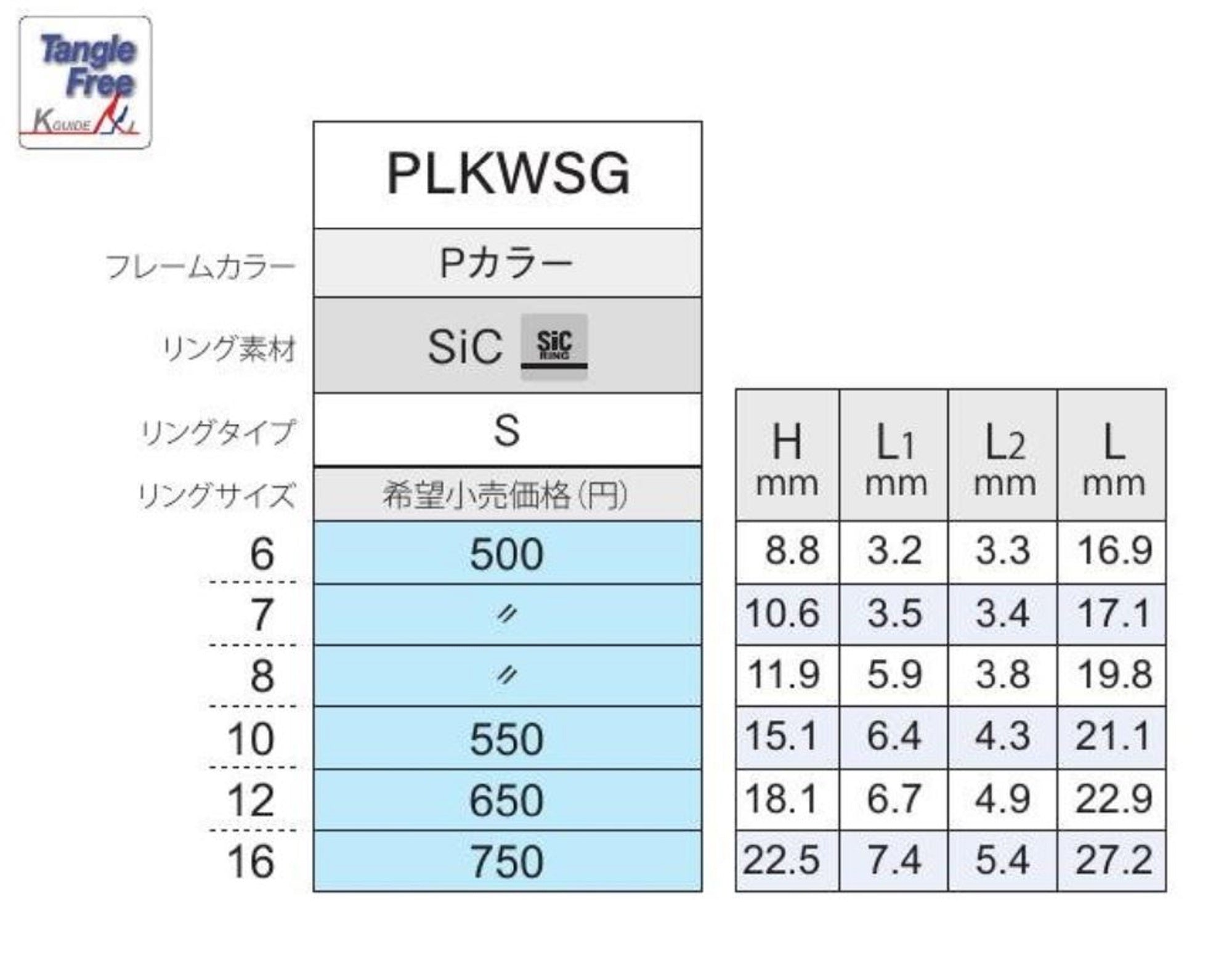 Fuji PLKWSG Size 16 Rod Guide Stainless Frame SIC x 1 (4196)
