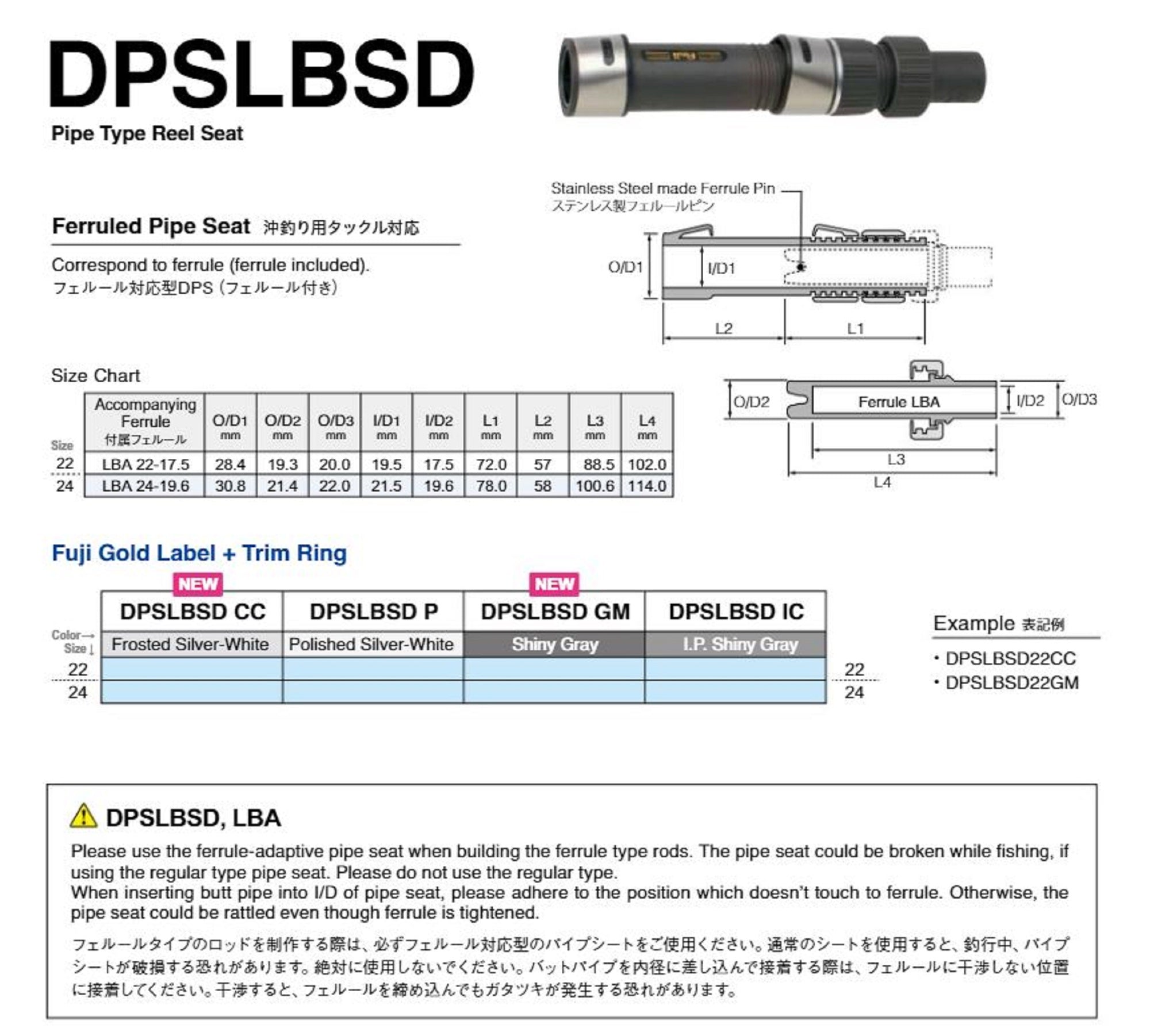 Fuji DPSLBSD Size 22CC Reel Seat For Spinning x 1 (6121)