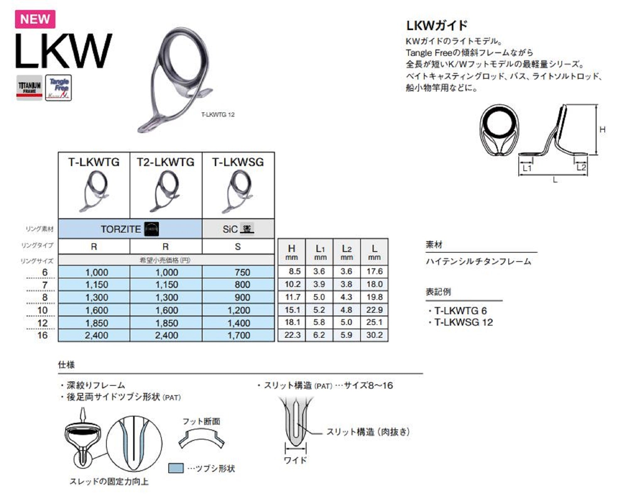 Fuji T-LKWSG Size 10 Rod Guide SIC Titanium Frame x 1 (8705)