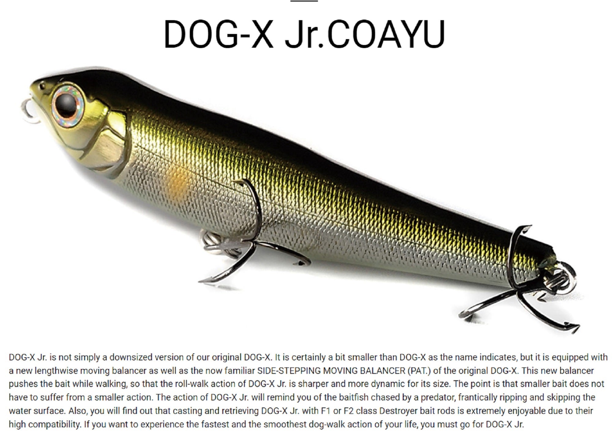 Megabass Dog X Junior Coayu 71 mm 5.8 grams Floating Lure PM Ayu (9448)