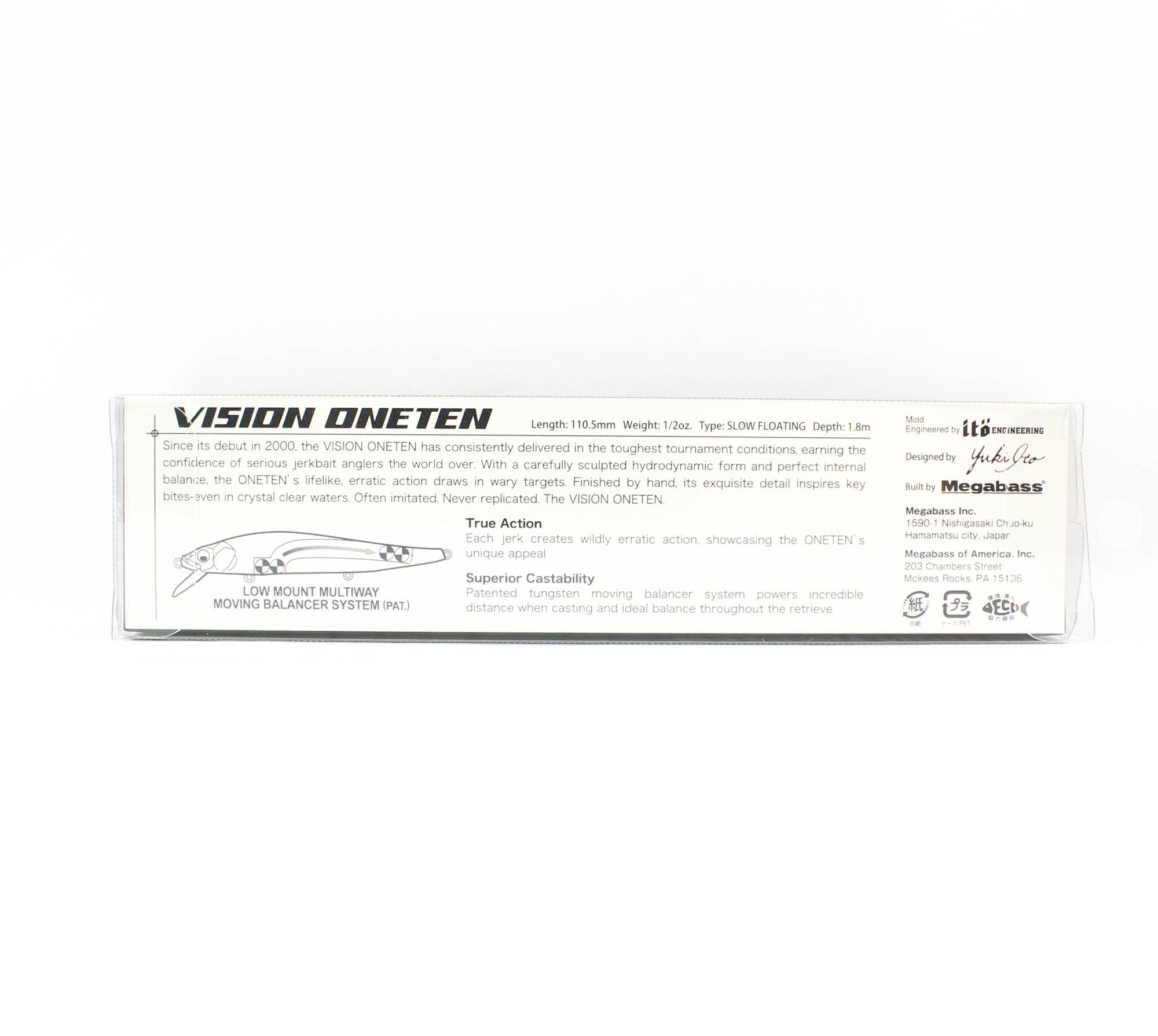 Megabass Vision 110 Oneten Regular Slow Floating Lure M Chart Back (0969)