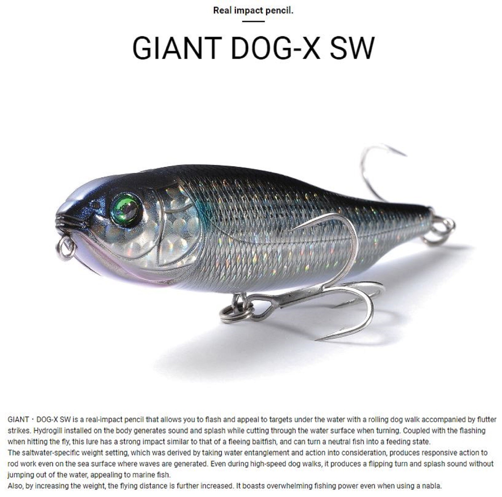 Megabass Dog X Giant SW 98 mm 1/2 oz Floating Lure Iwashi Star Dust (8612)