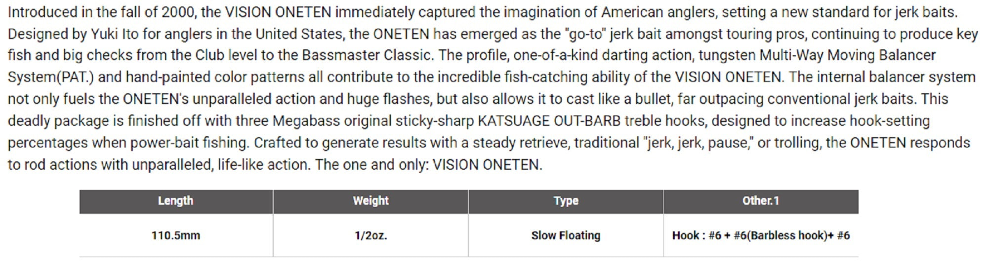 Megabass Vision 110 Oneten Slow Floating Lure Stardust Shad II (2442)