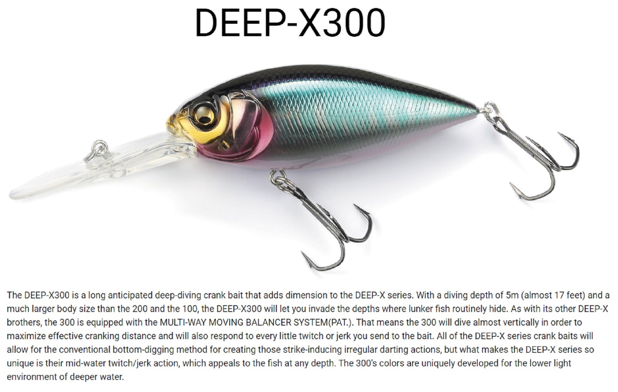 Megabass Deep X 300 75 mm 21 grams Floating Lure Strike Chart (5907)