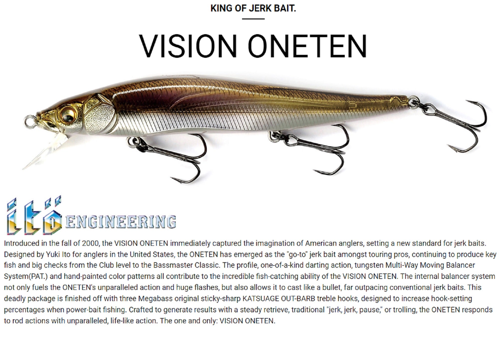 Megabass Vision 110 Oneten Regular Slow Floating Lure Wakin Ayu (6065)