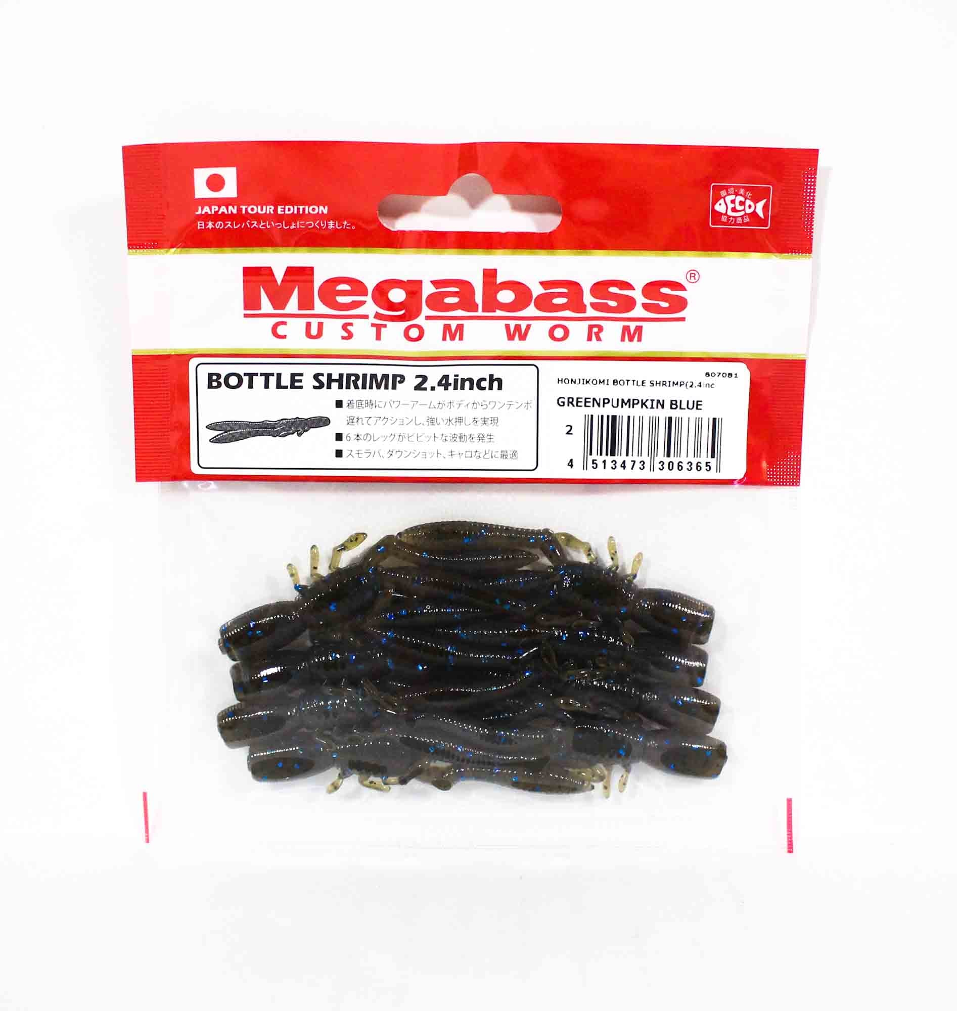 Megabass Soft Lure Bottle Shrimp 2.4 Inches Green Pumpkin Blue (6365)